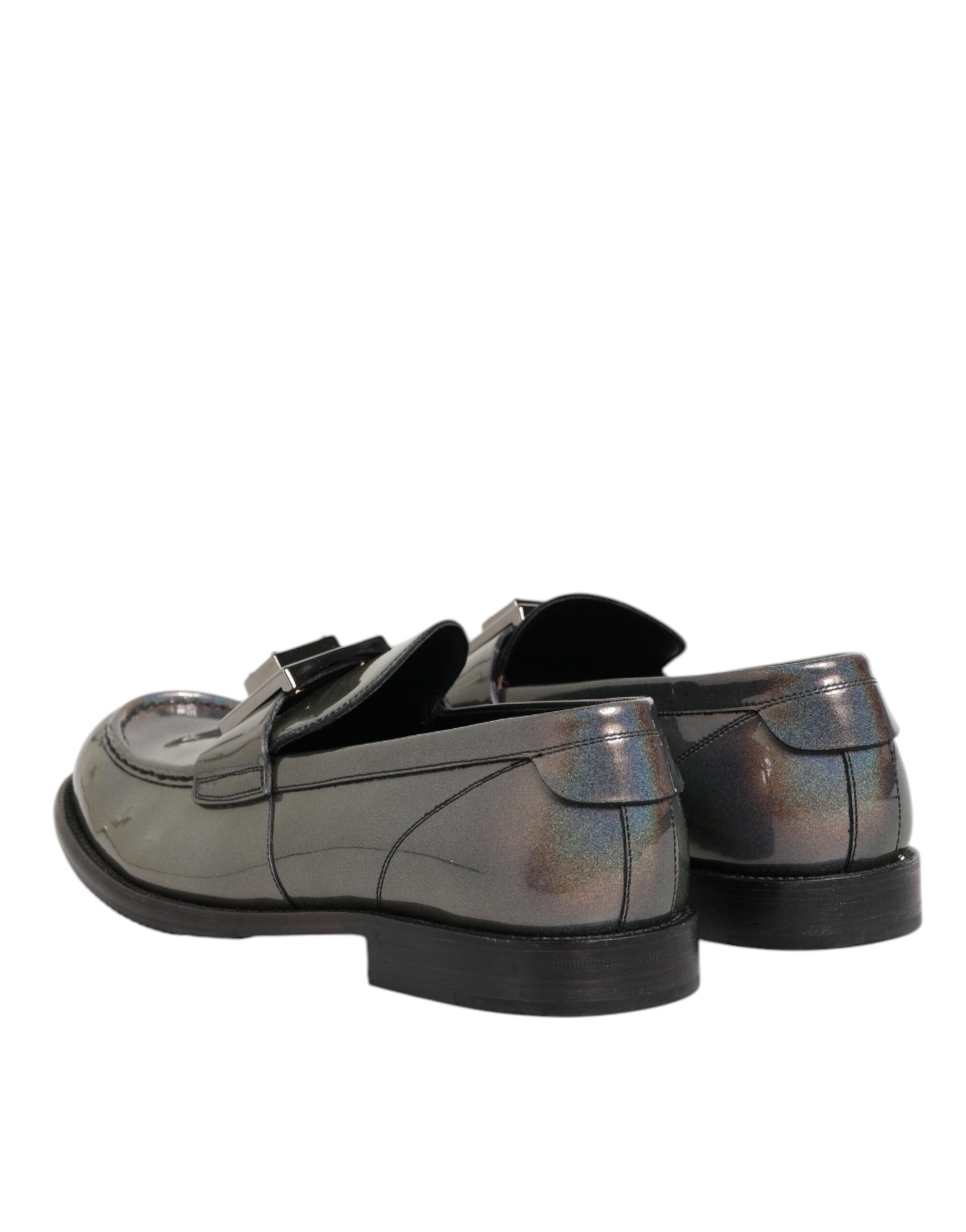 Dolce & Gabbana Metallic Silver Logo Slip On Men Dress Shoes - Image 5
