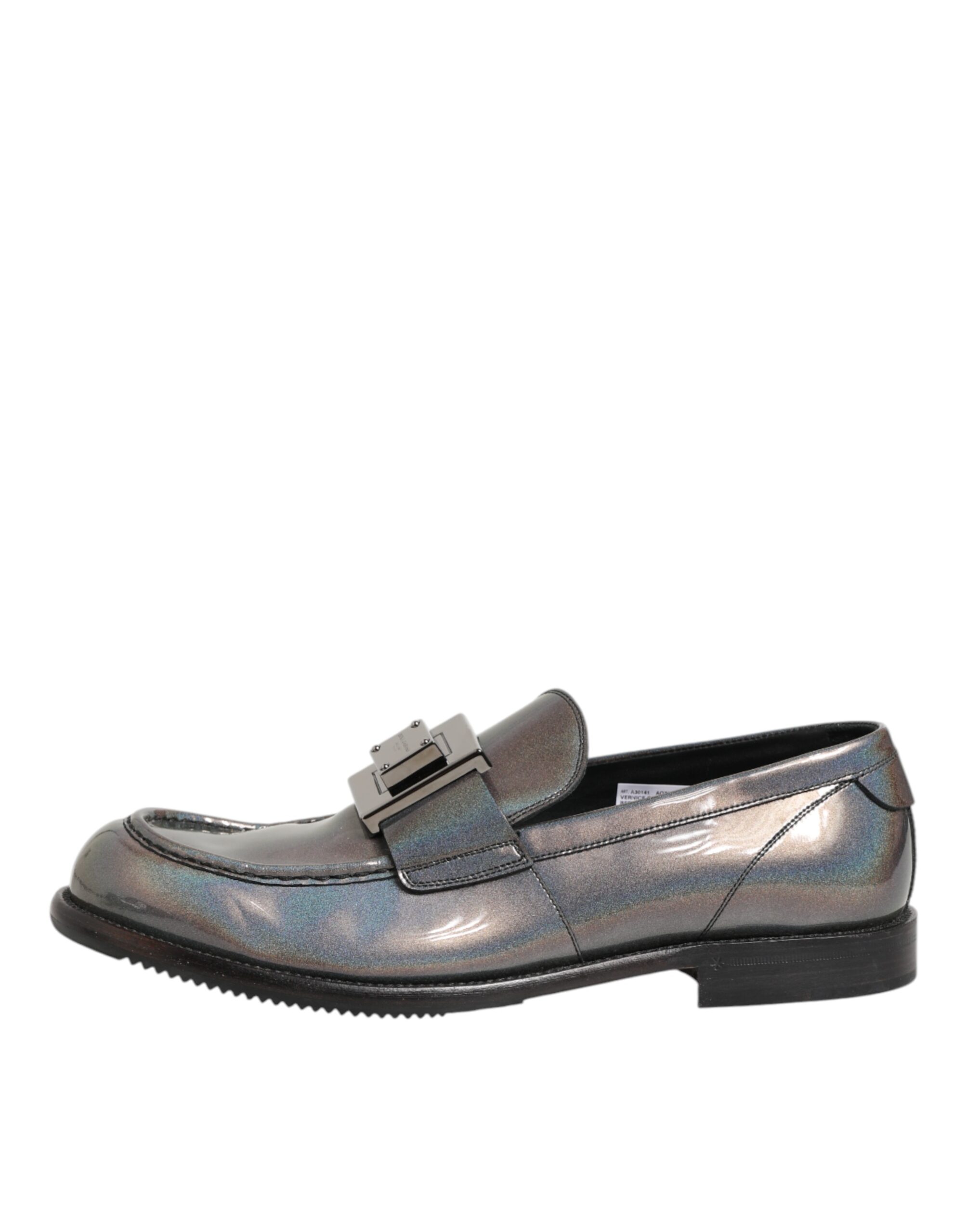 Dolce & Gabbana Metallic Silver Logo Slip On Men Dress Shoes - Image 6