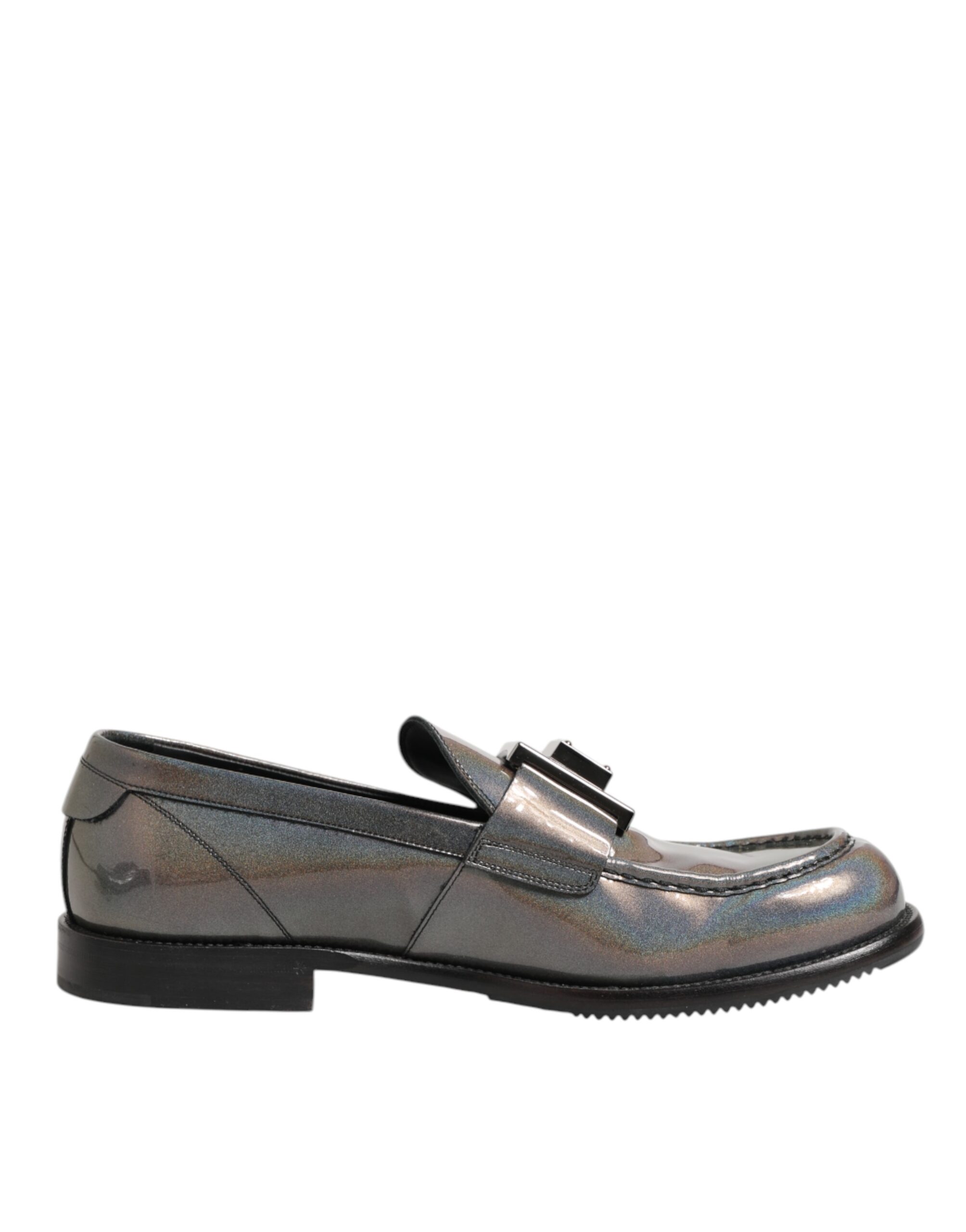 Dolce & Gabbana Metallic Silver Logo Slip On Men Dress Shoes - Image 7