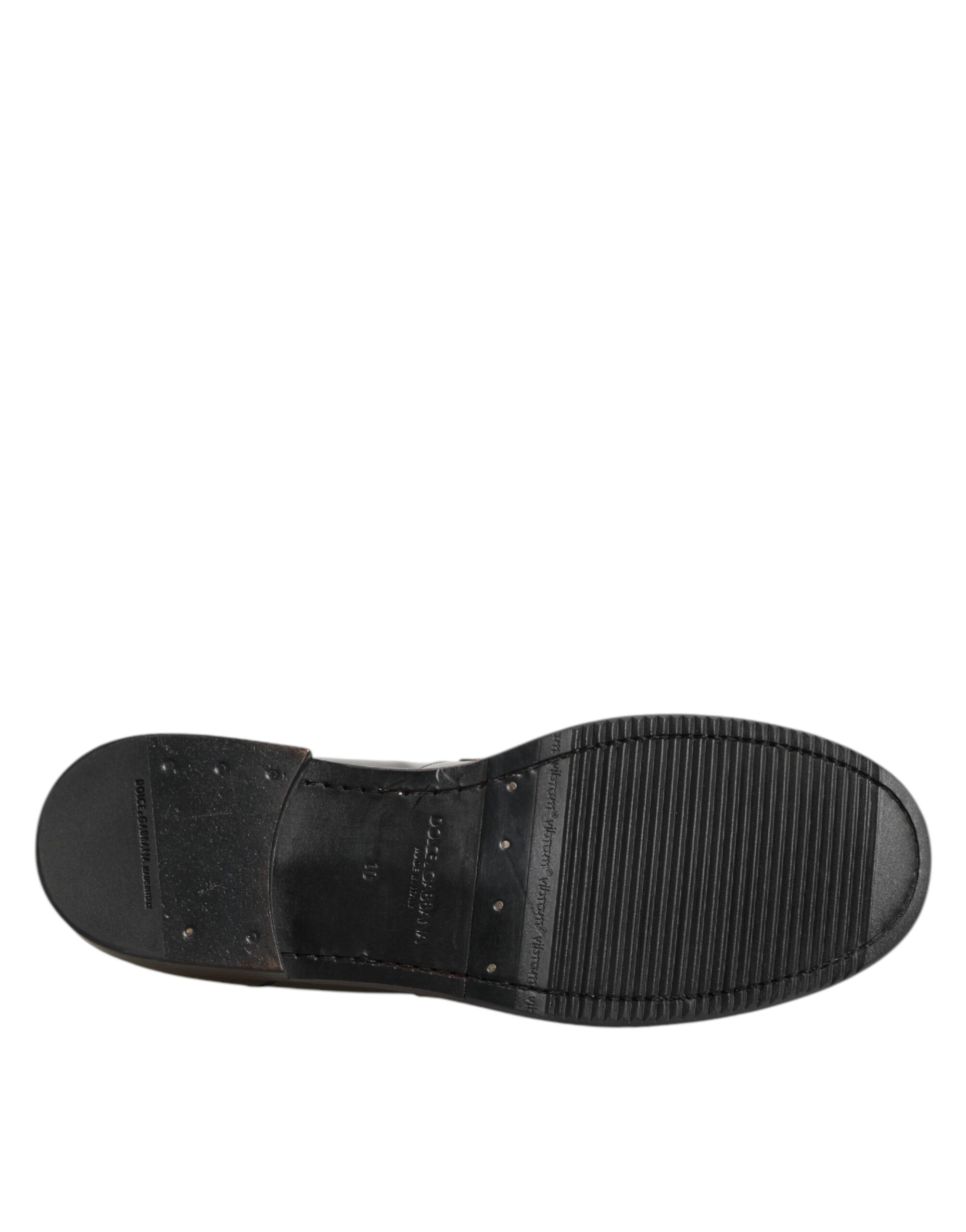 Dolce & Gabbana Metallic Silver Logo Slip On Men Dress Shoes - Image 8
