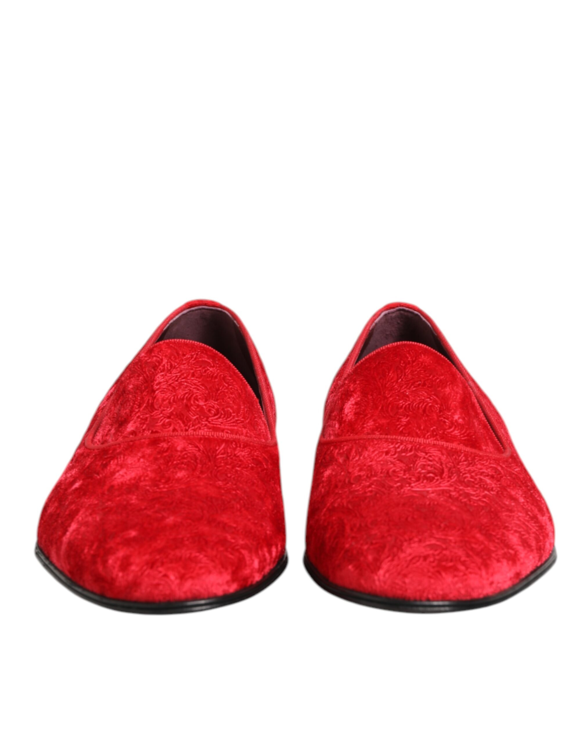 Dolce & Gabbana Red Jacquard Loafers Formal Men Dress Shoes - Image 3