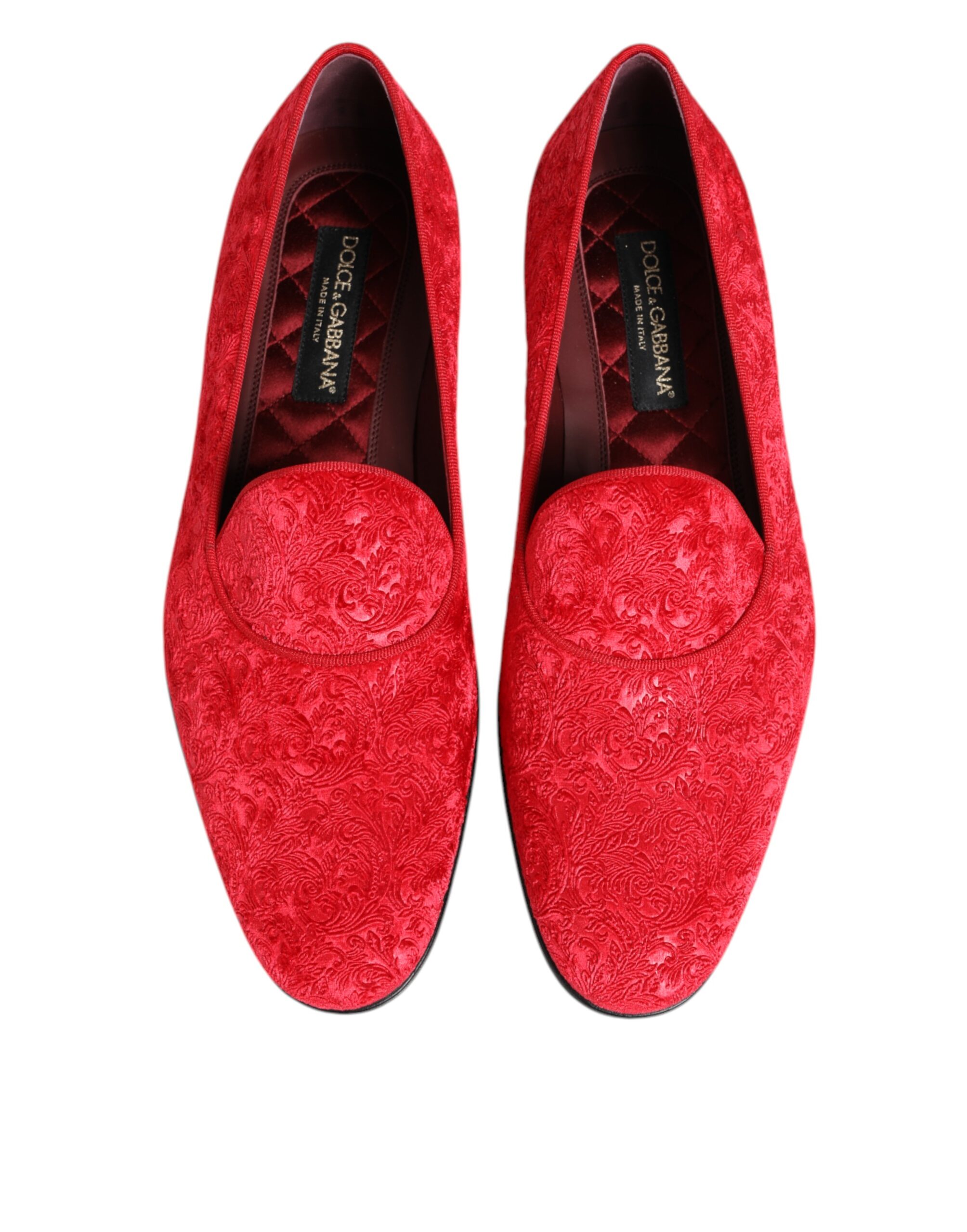Dolce & Gabbana Red Jacquard Loafers Formal Men Dress Shoes - Image 4
