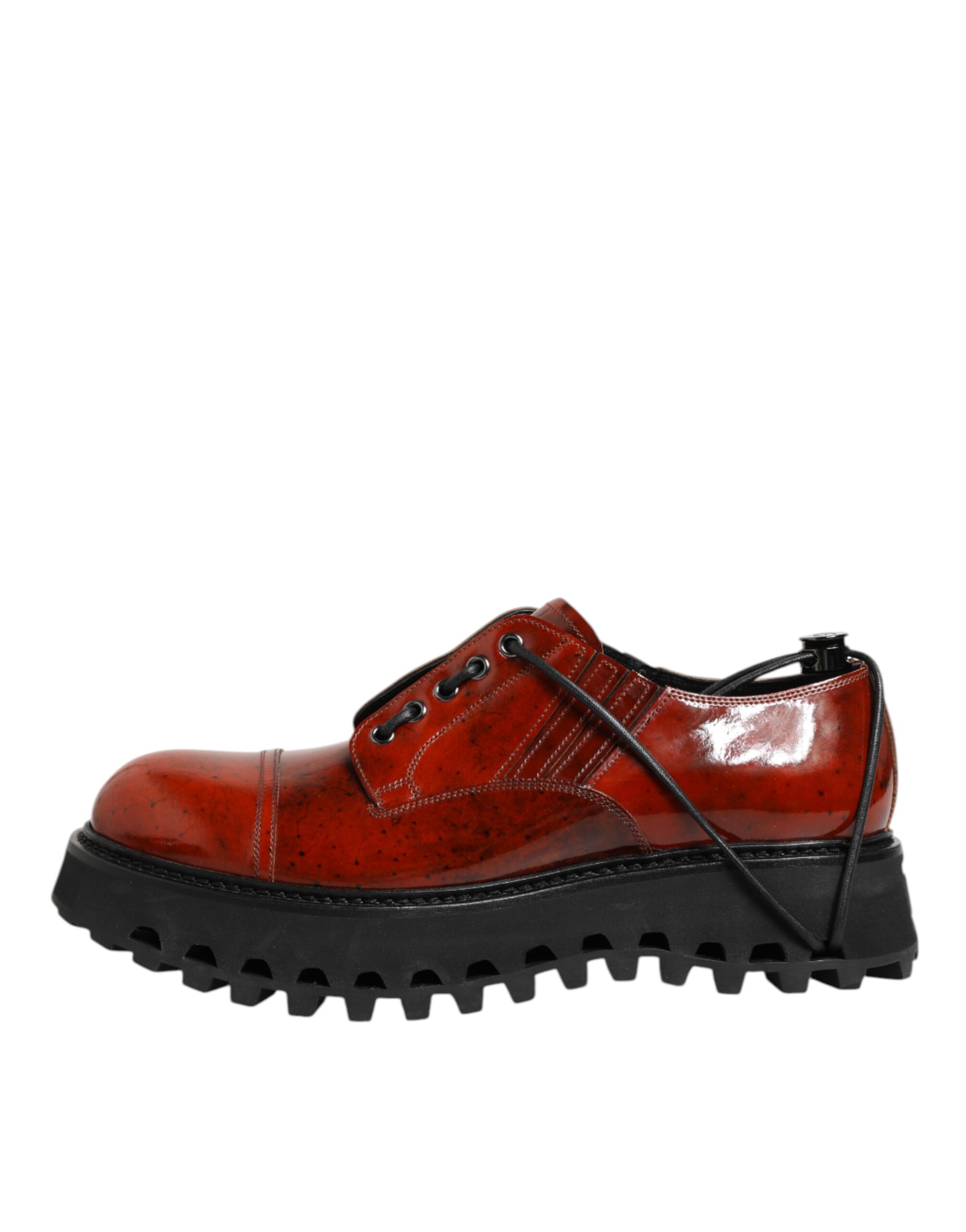Dolce & Gabbana Brown Red Leather Lace Up Derby Dress Shoes - Image 7