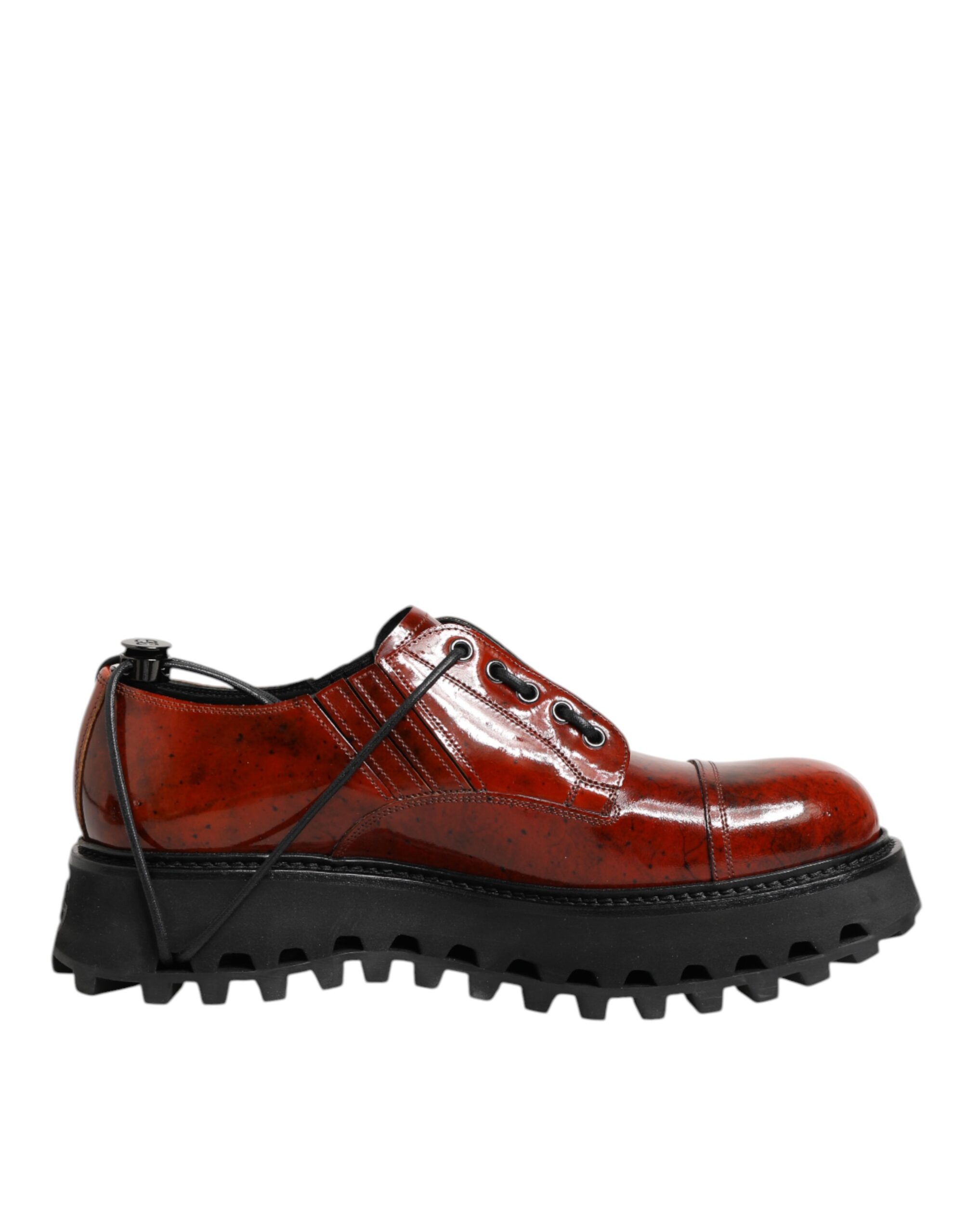 Dolce & Gabbana Brown Red Leather Lace Up Derby Dress Shoes - Image 2