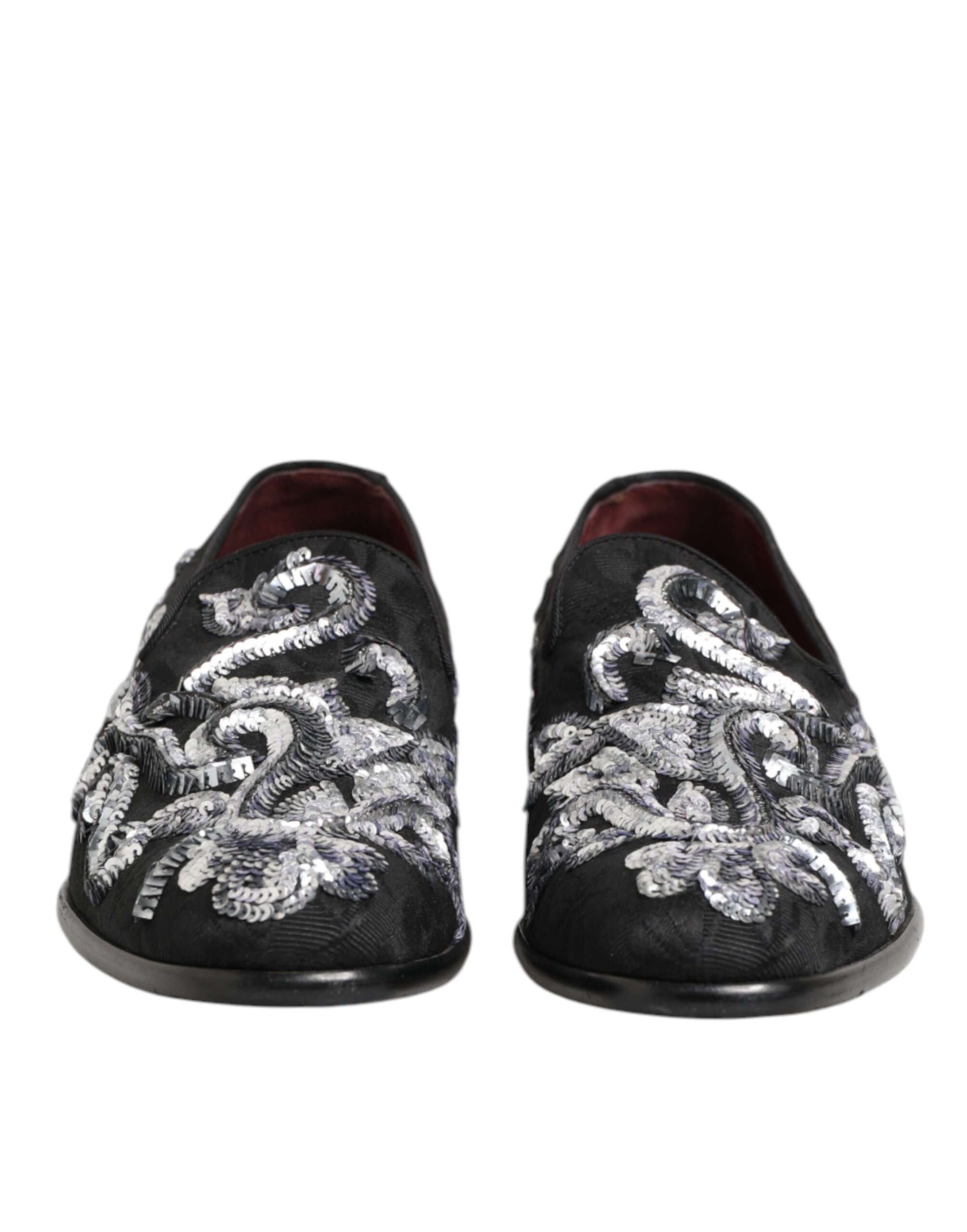 Dolce & Gabbana Black Silver Sequined Loafers Men Dress Shoes - Image 3