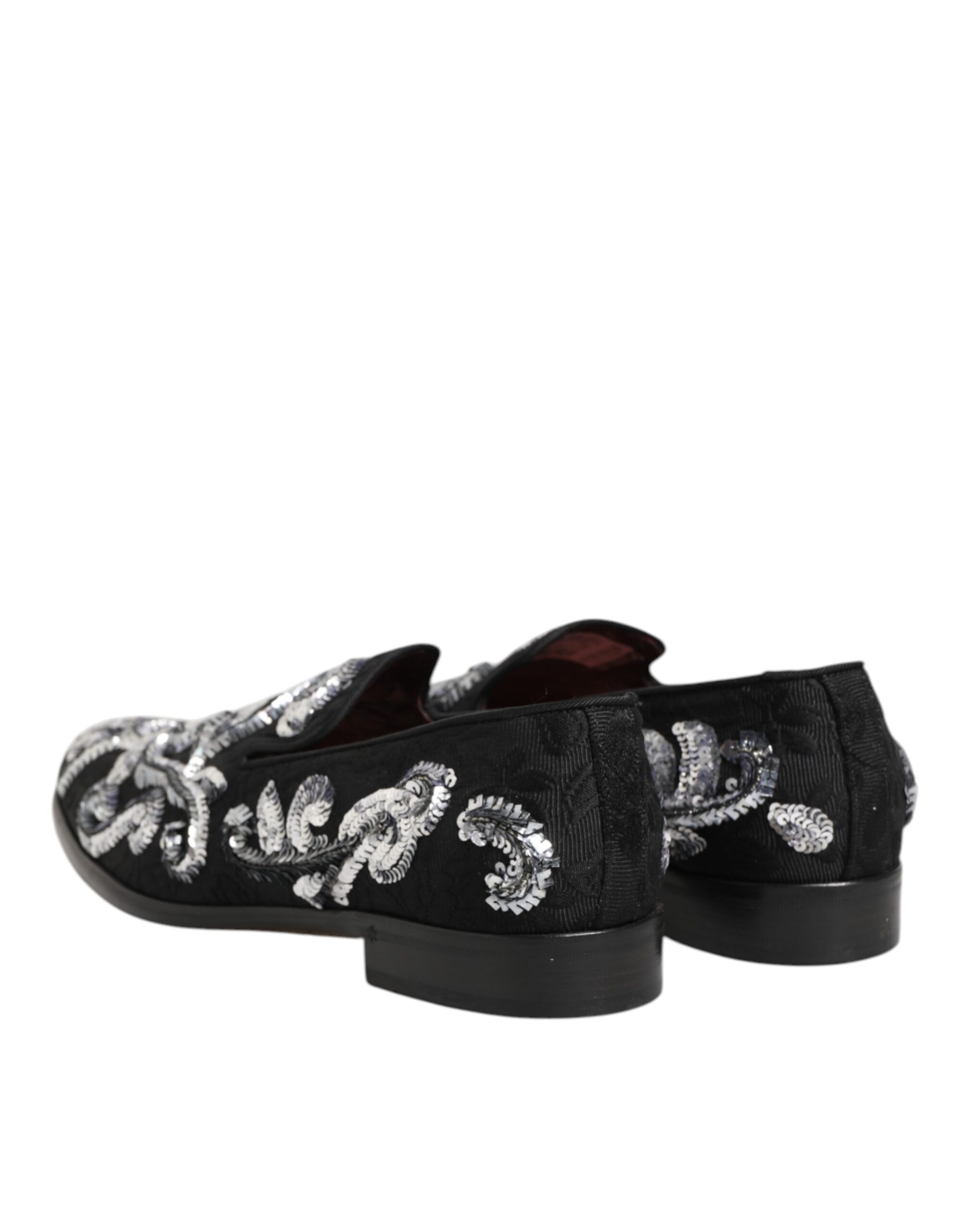 Dolce & Gabbana Black Silver Sequined Loafers Men Dress Shoes - Image 6