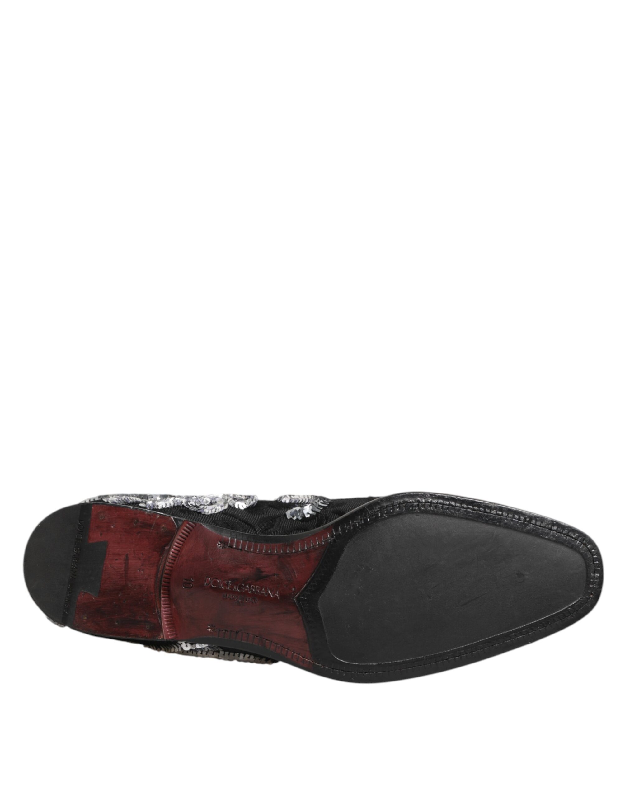 Dolce & Gabbana Black Silver Sequined Loafers Men Dress Shoes - Image 8