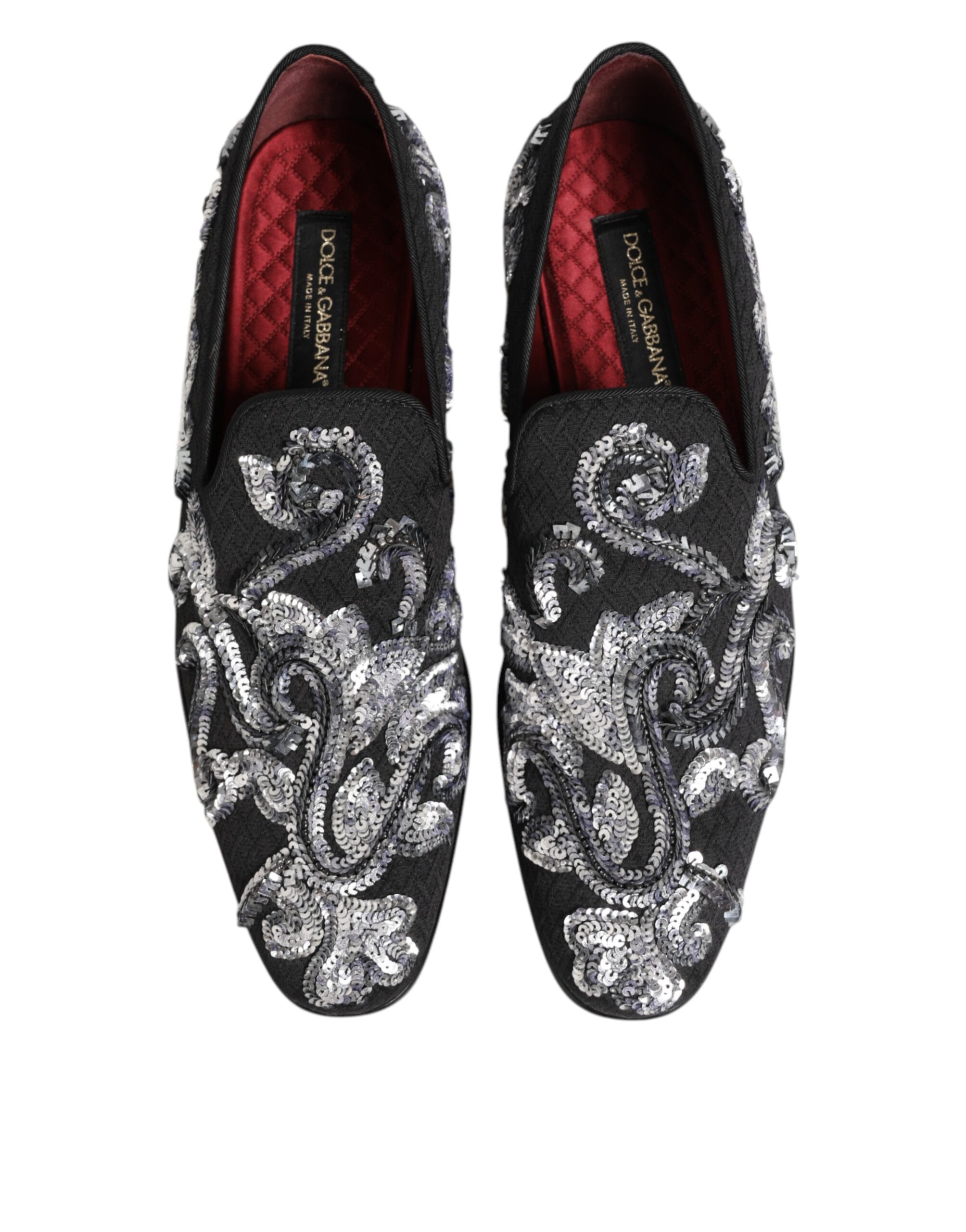 Dolce & Gabbana Black Silver Sequined Loafers Men Dress Shoes - Image 4