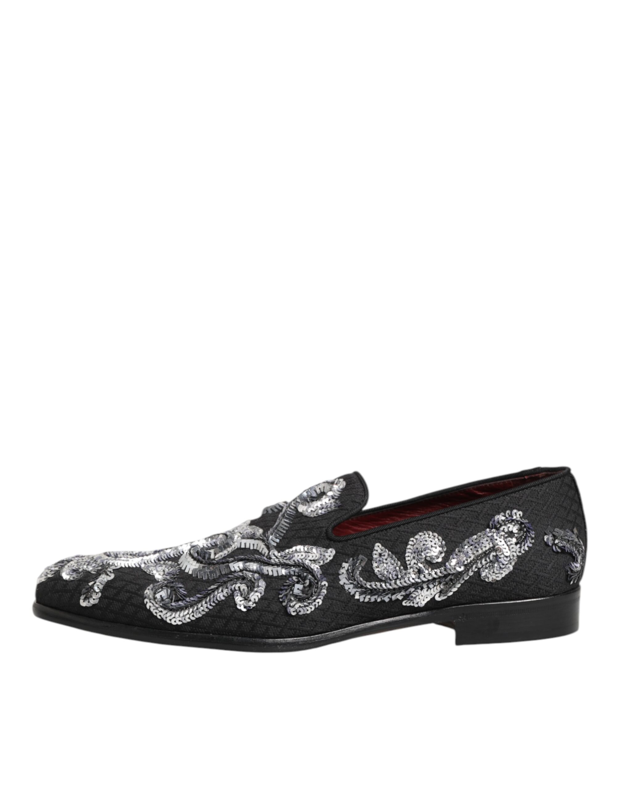 Dolce & Gabbana Black Silver Sequined Loafers Men Dress Shoes - Image 7