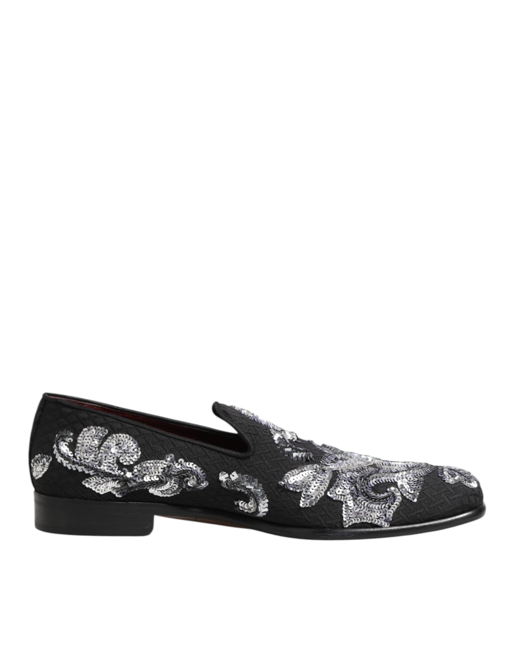 Dolce & Gabbana Black Silver Sequined Loafers Men Dress Shoes - Image 2