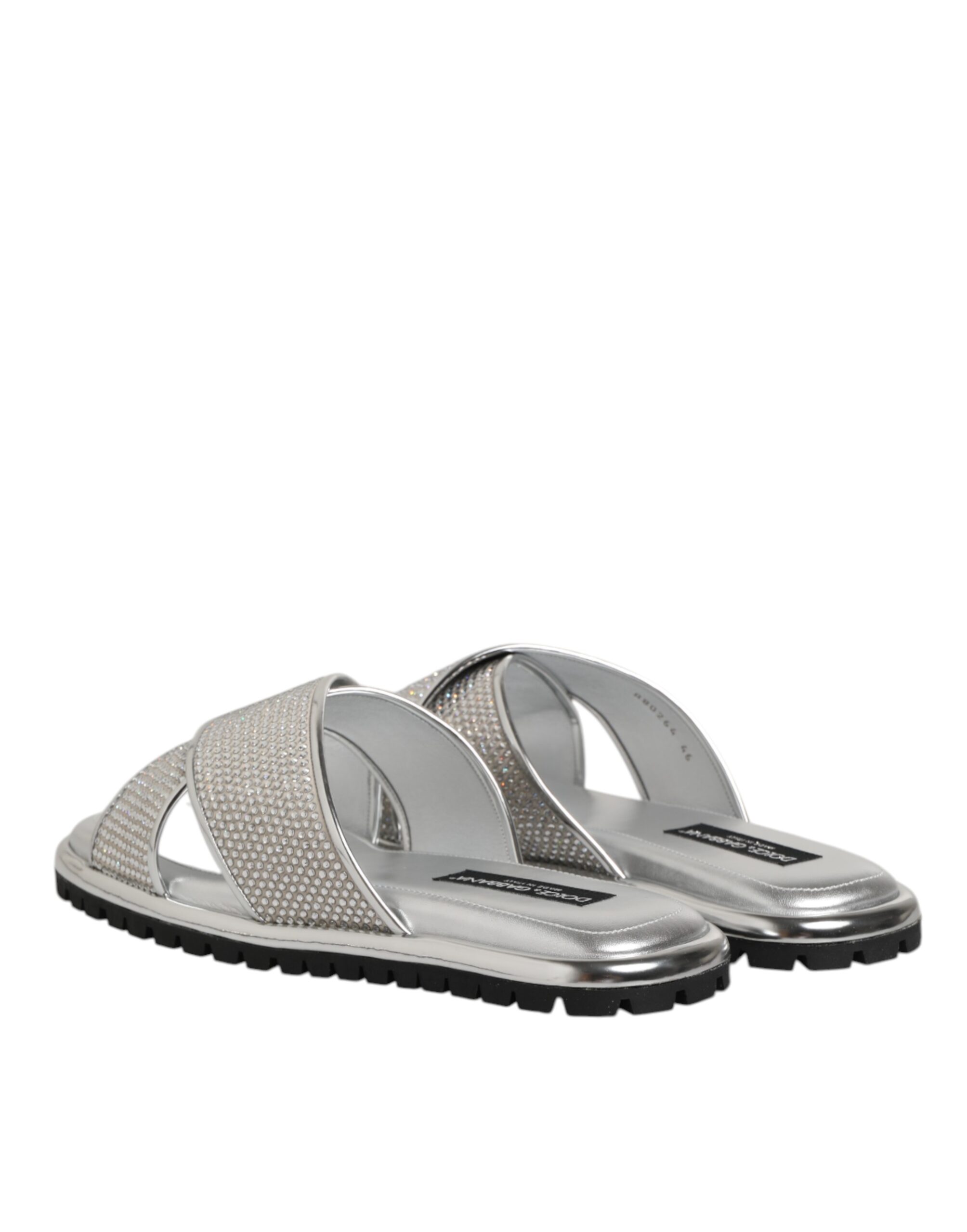 Dolce & Gabbana Silver Strass Slides Flats Slippers Shoes - Image 6
