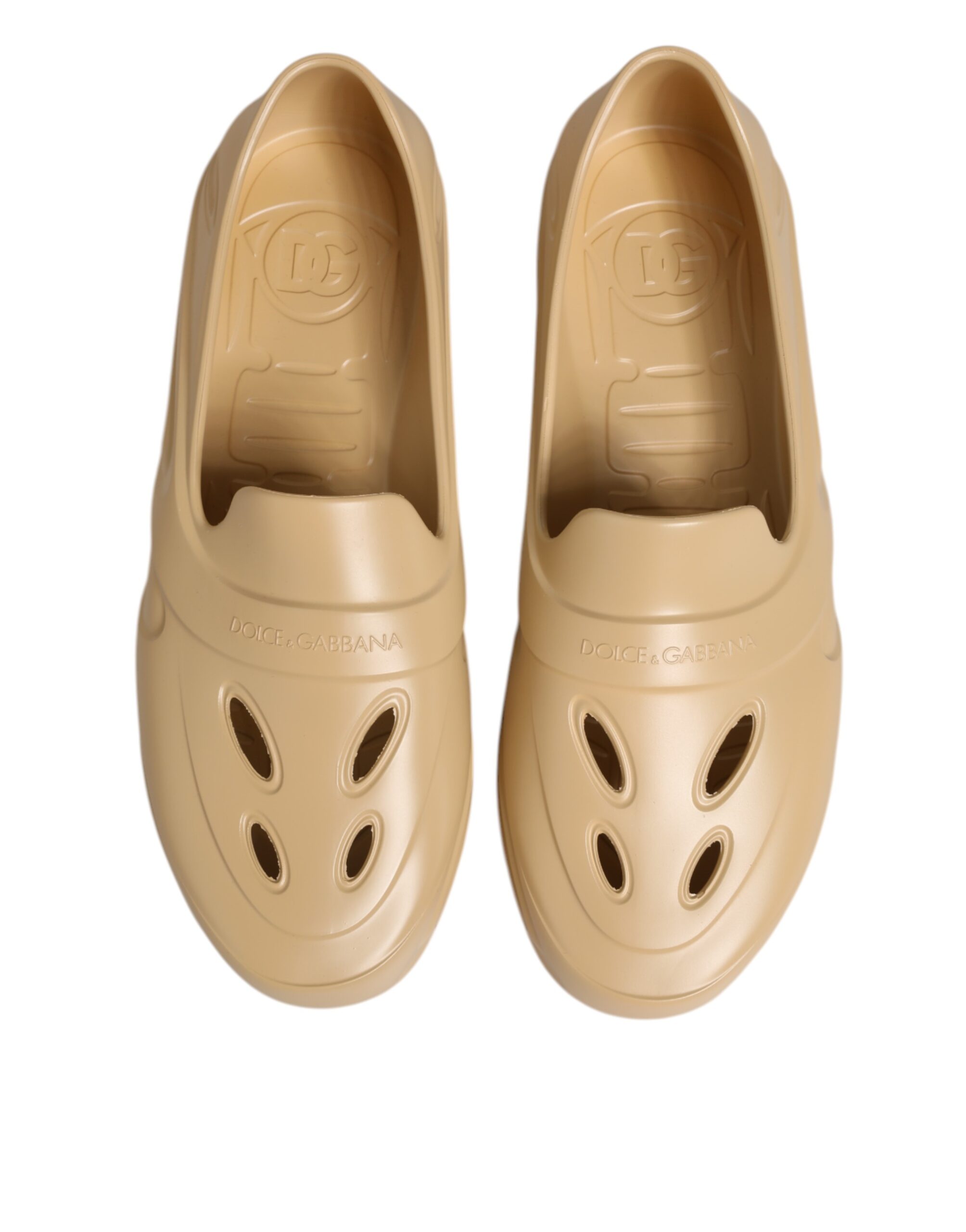 Dolce & Gabbana Beige Rubber Slides Low Top Sneakers Shoes - Image 4