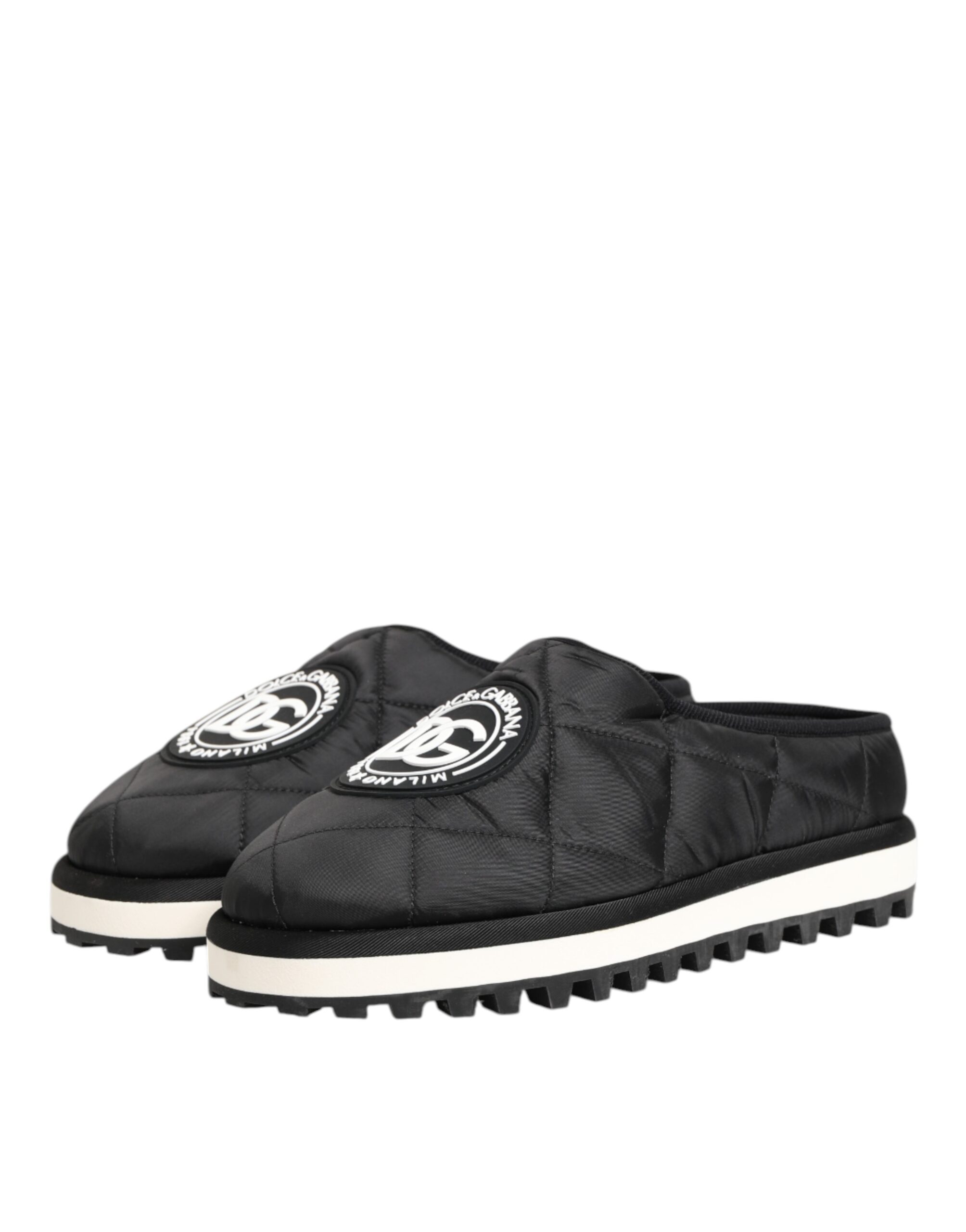 Dolce & Gabbana Black Nylon Low Top Slip On Sneaker Shoes - Image 5