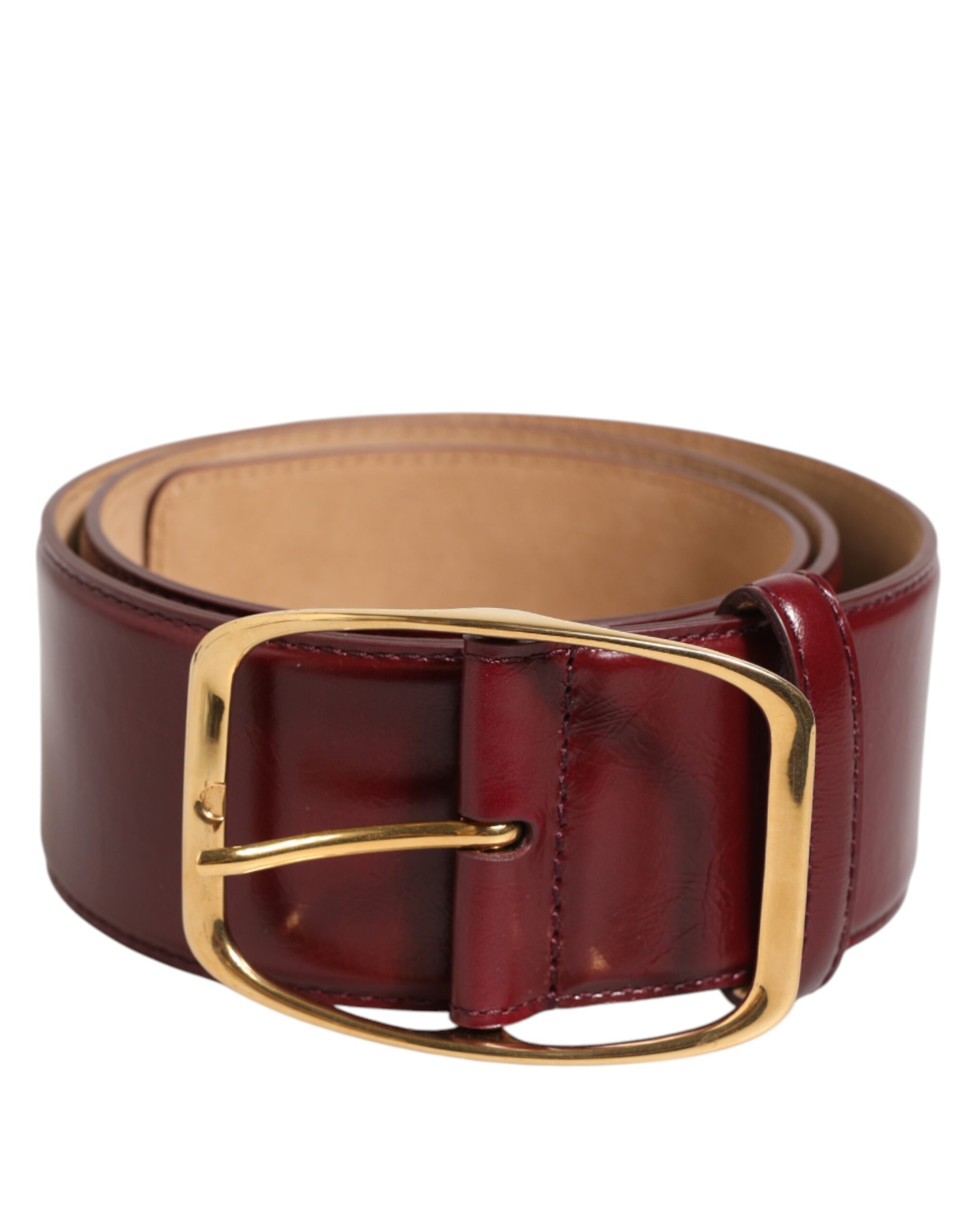 Dolce & Gabbana Burgundy Leather Gold Metal Buckle Women Belt - Image 2