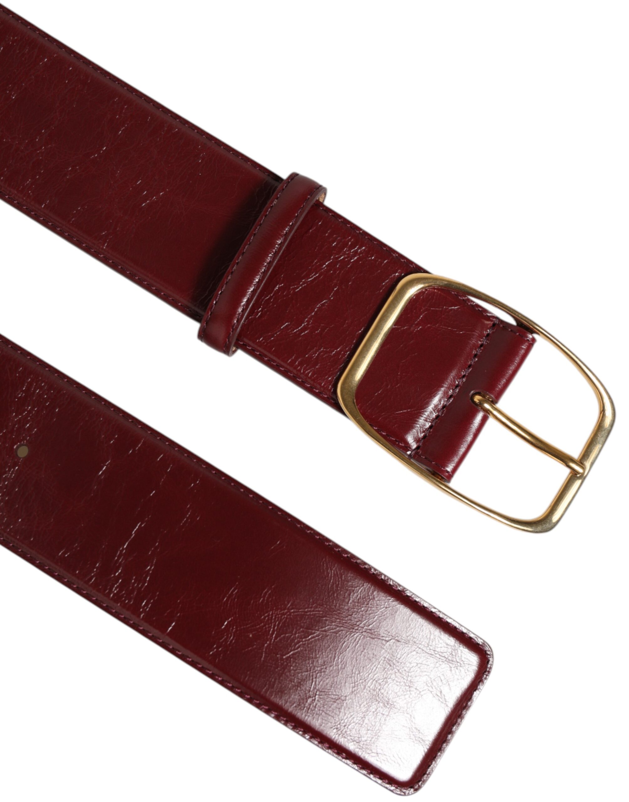 Dolce & Gabbana Burgundy Leather Gold Metal Buckle Women Belt - Image 4