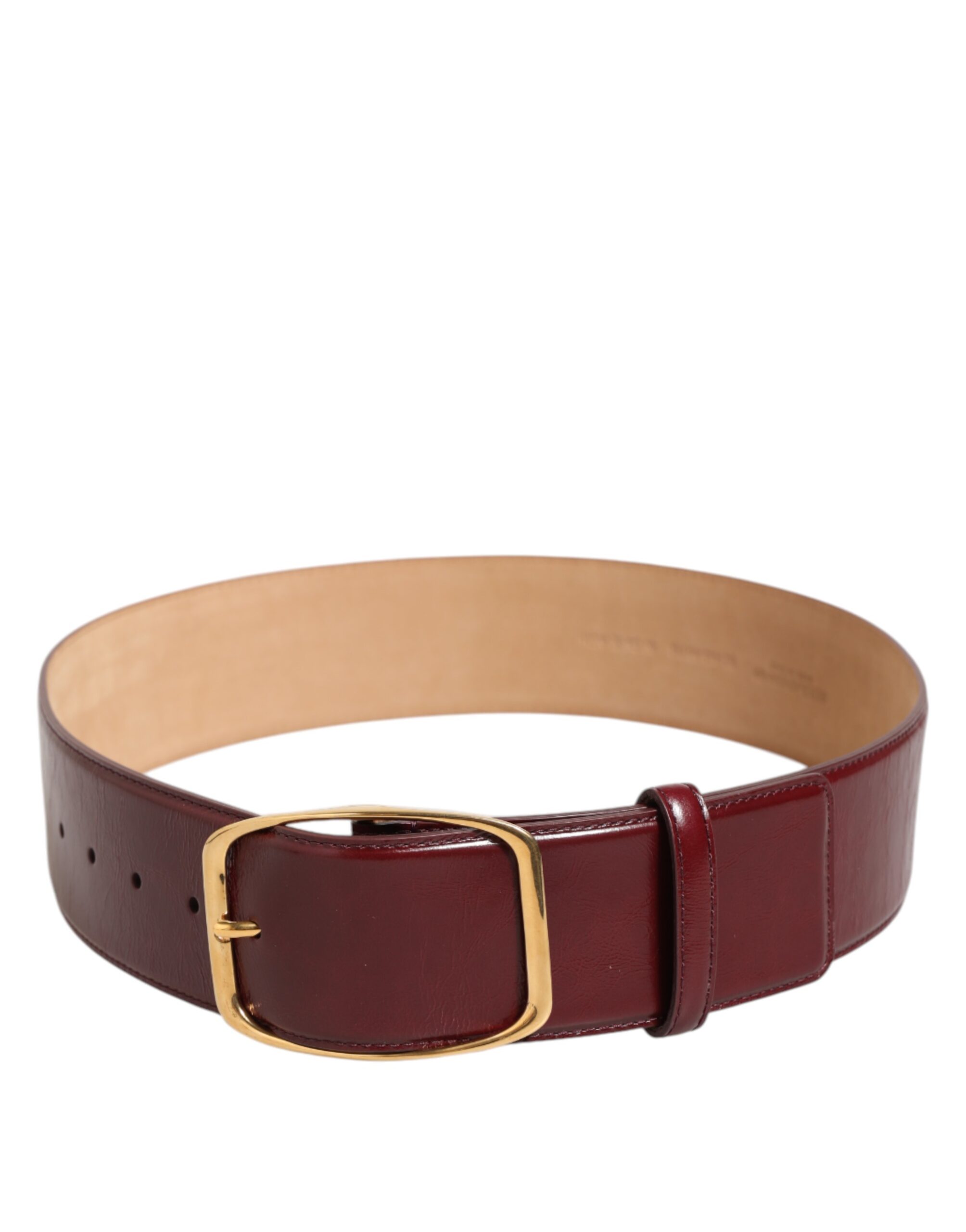 Dolce & Gabbana Burgundy Leather Gold Metal Buckle Women Belt - Image 5