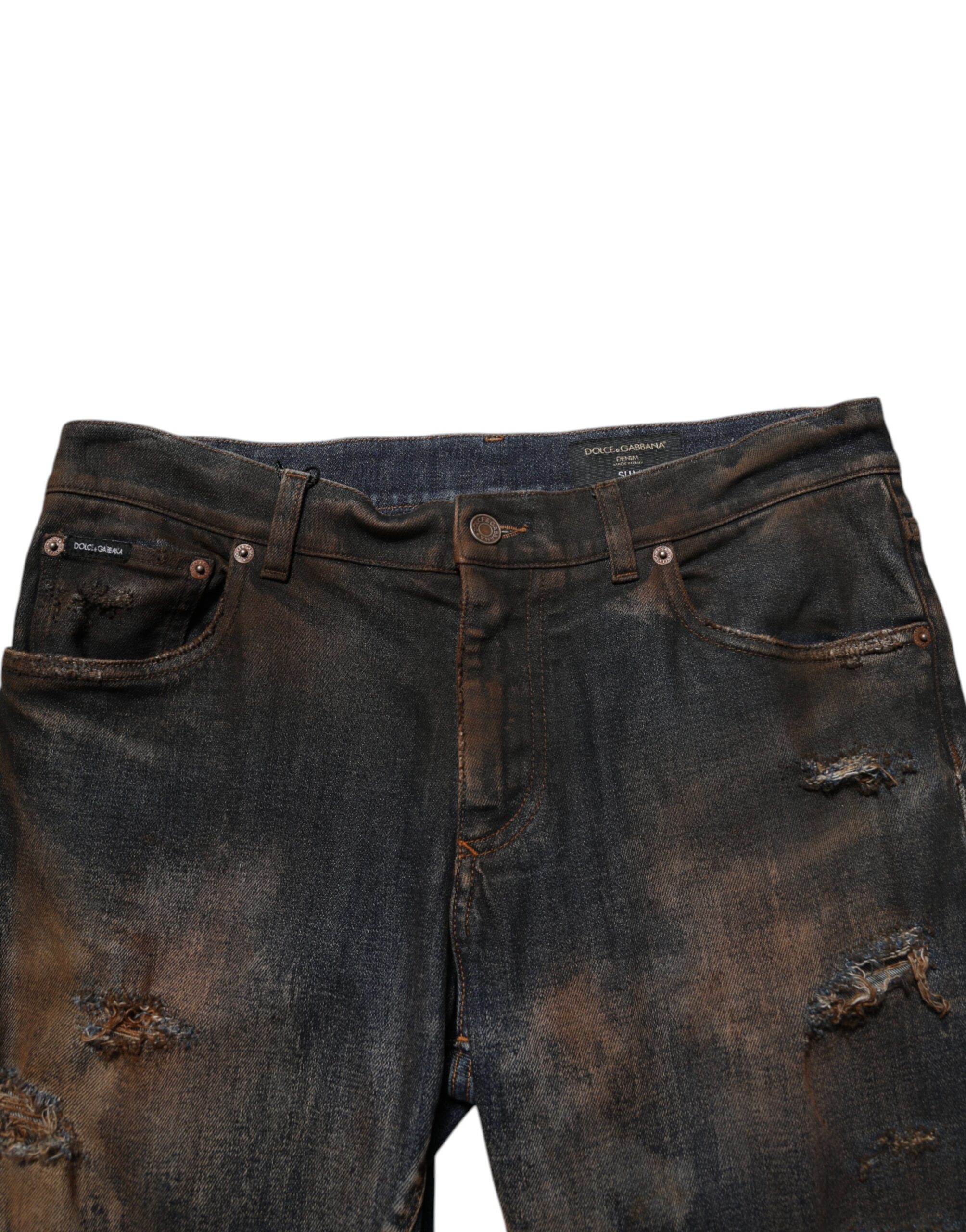 Dolce & Gabbana Black Cotton Skinny Tattered Men Denim Jeans - Image 5