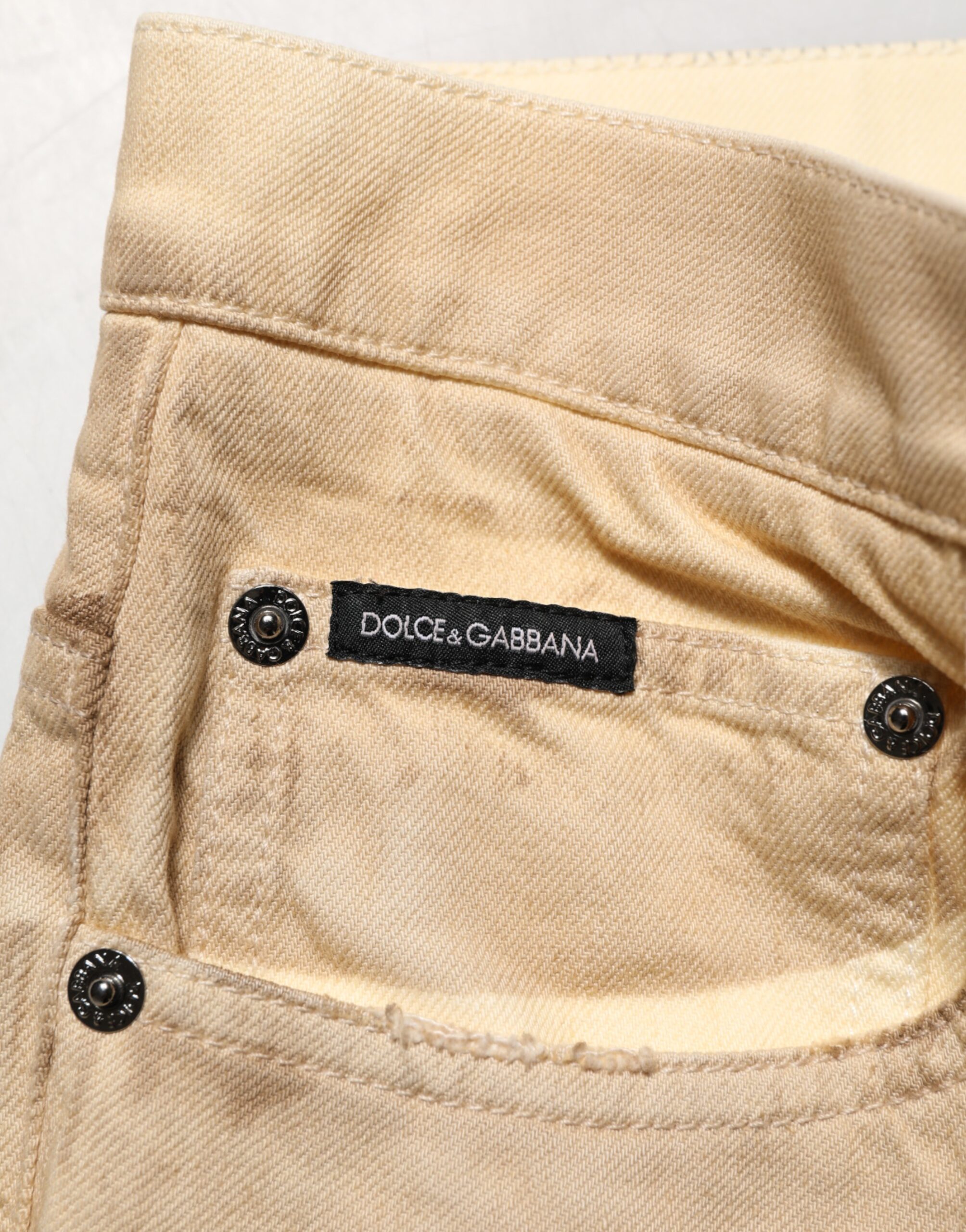 Dolce & Gabbana Beige Cotton Loose Tattered Men Denim Jeans - Image 6