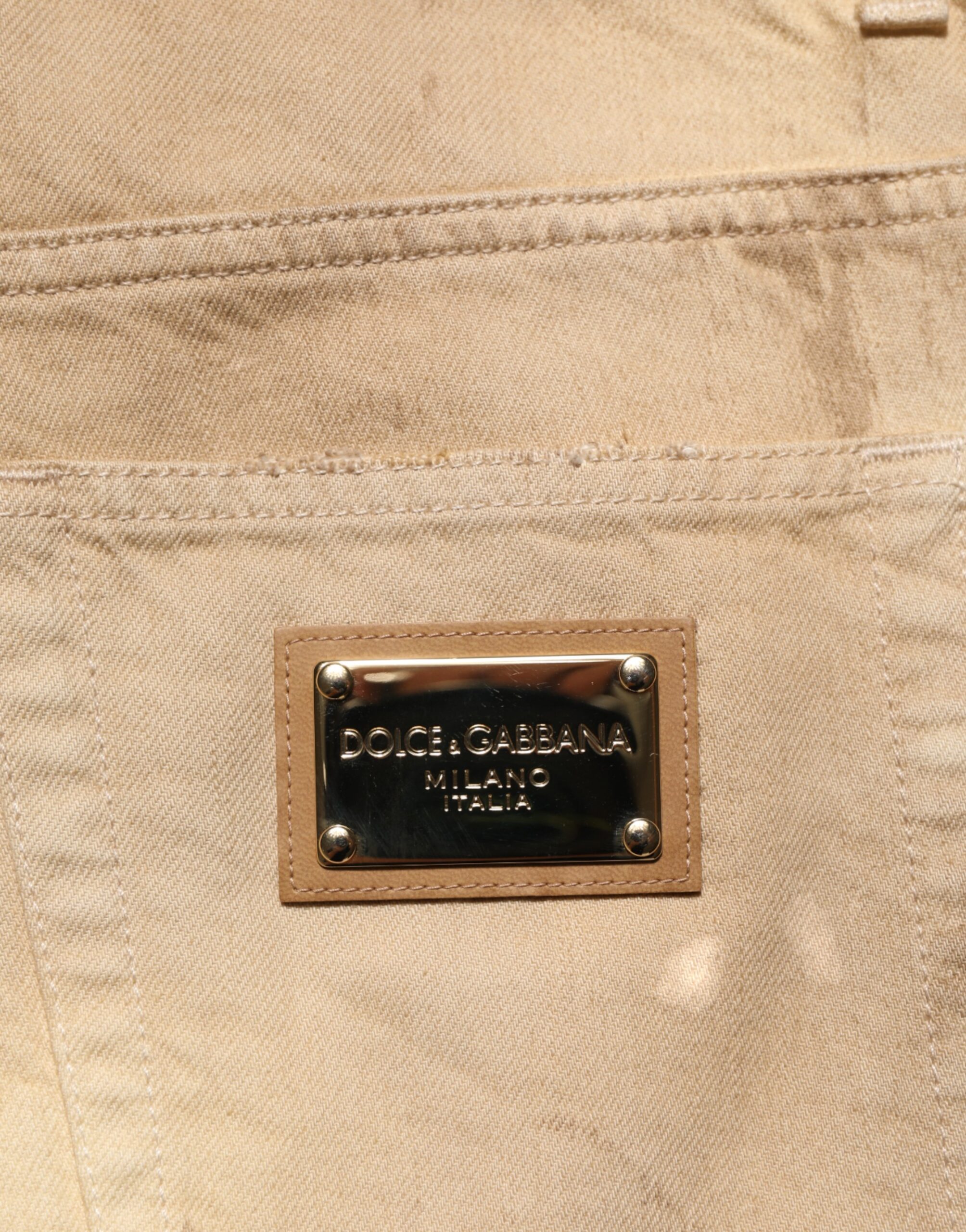 Dolce & Gabbana Beige Cotton Loose Tattered Men Denim Jeans - Image 7