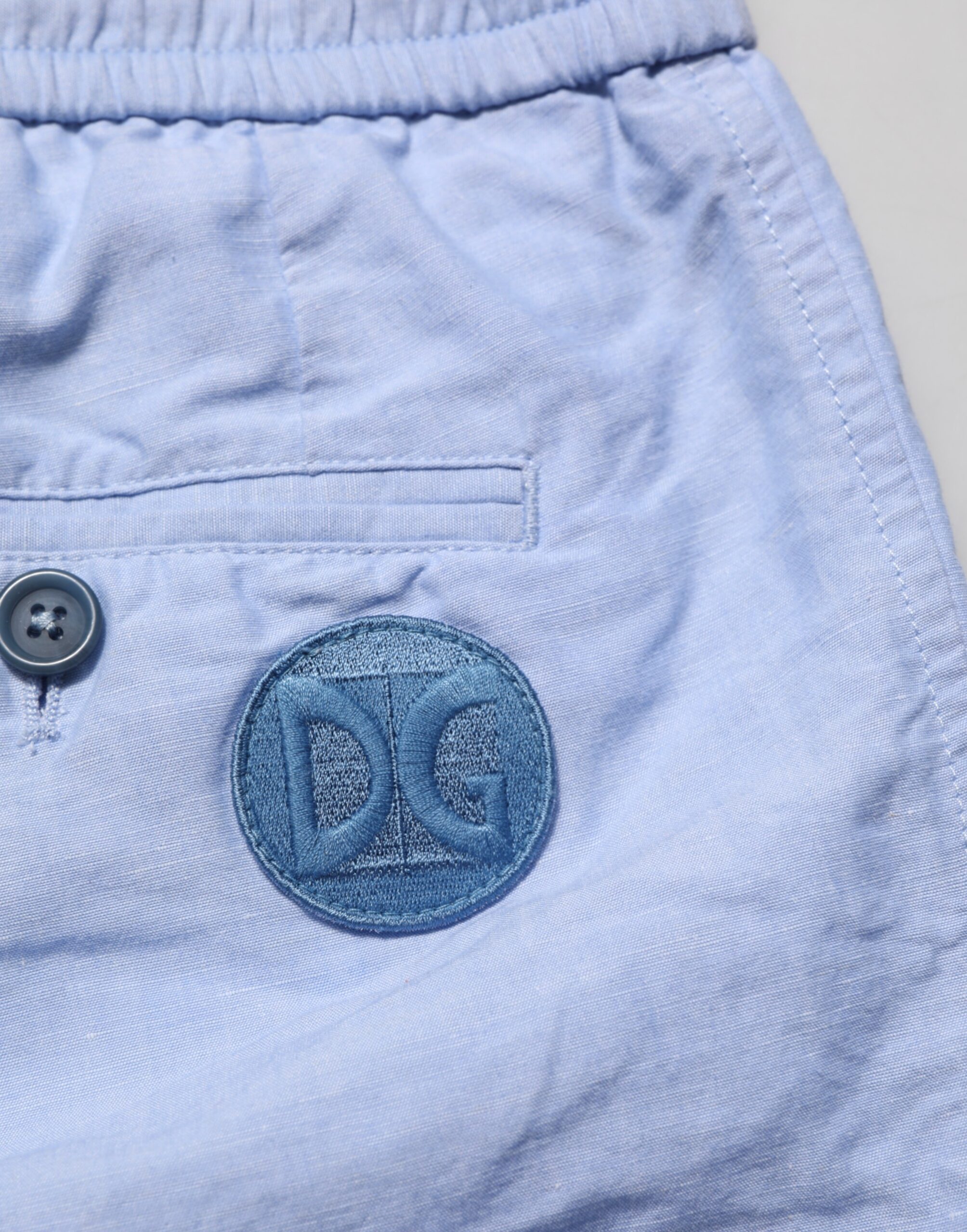 Dolce & Gabbana Light Blue Linen Mid Waist Men Bermuda Shorts - Image 6