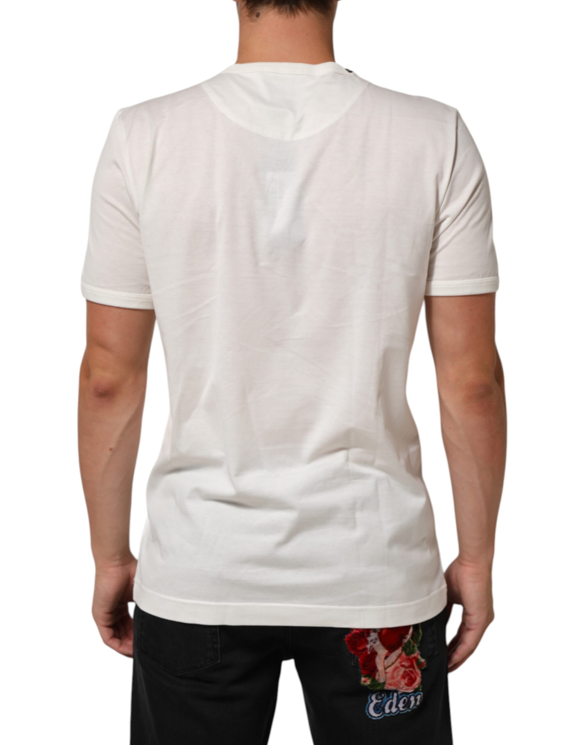Dolce & Gabbana White Cotton Goodluck 2020 Crew Neck T-shirt - Image 4