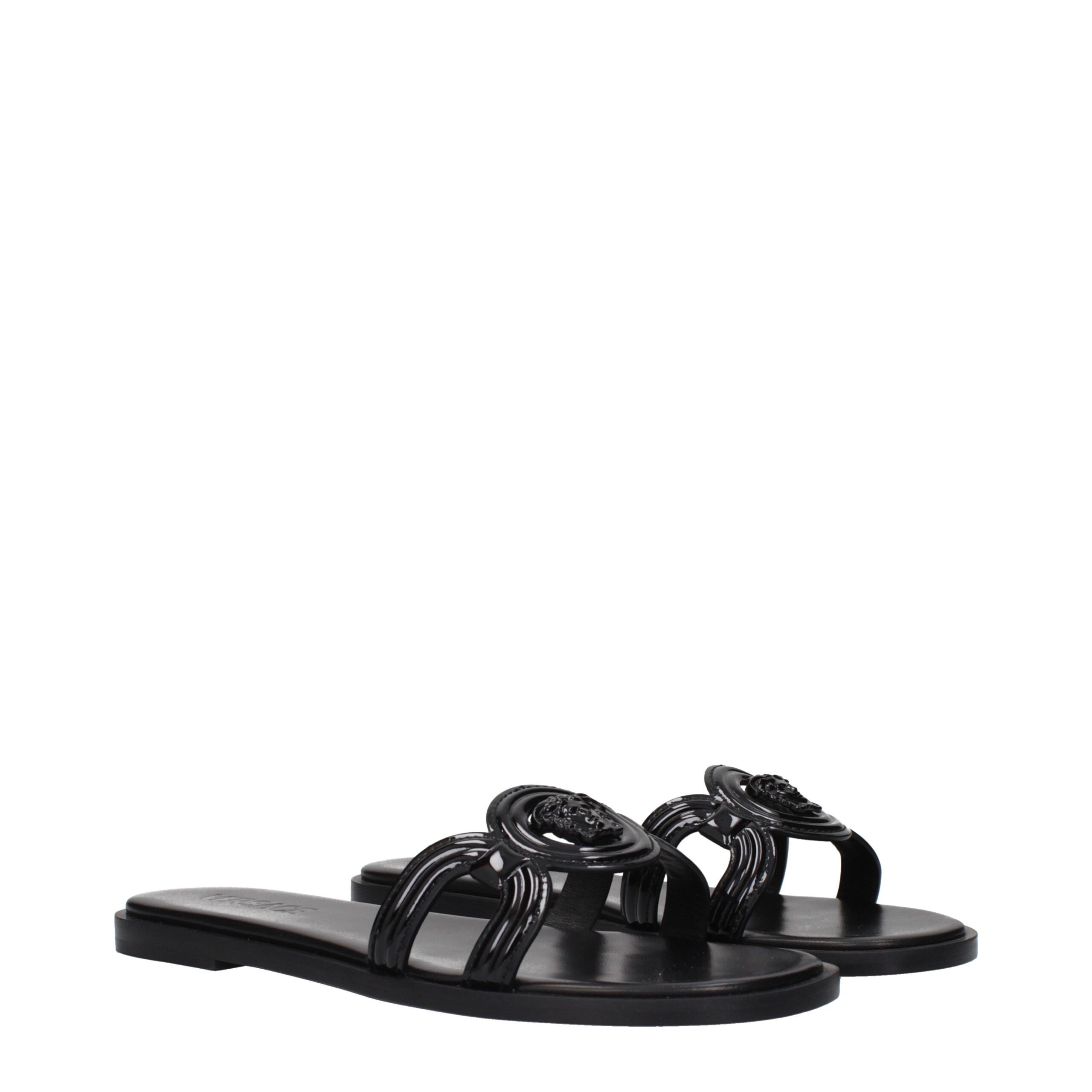 Versace Black Leather Slippers - Image 2