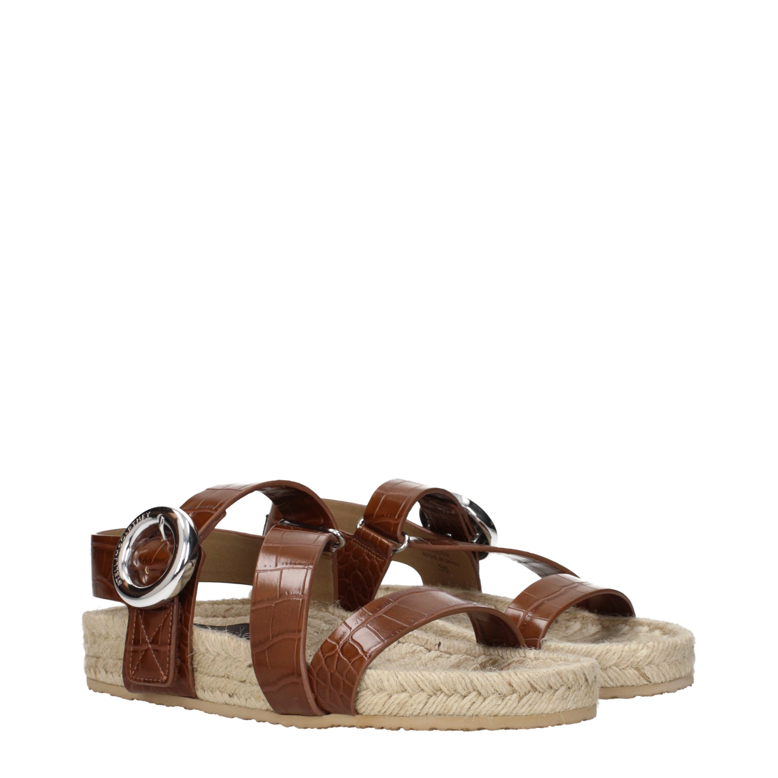 Stella McCartney Brown Leather Flat Sandals - Image 2