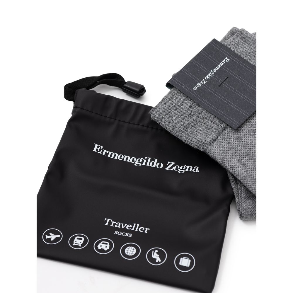ZEGNA Gray Cotton Sock - Image 4