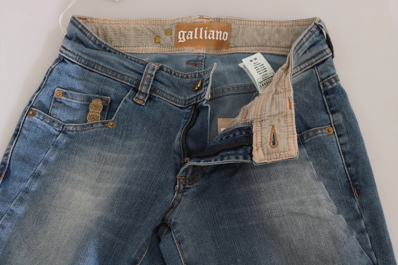John Galliano Blue Washed Mid Waist Skinny Casual Denim Pants - Image 2