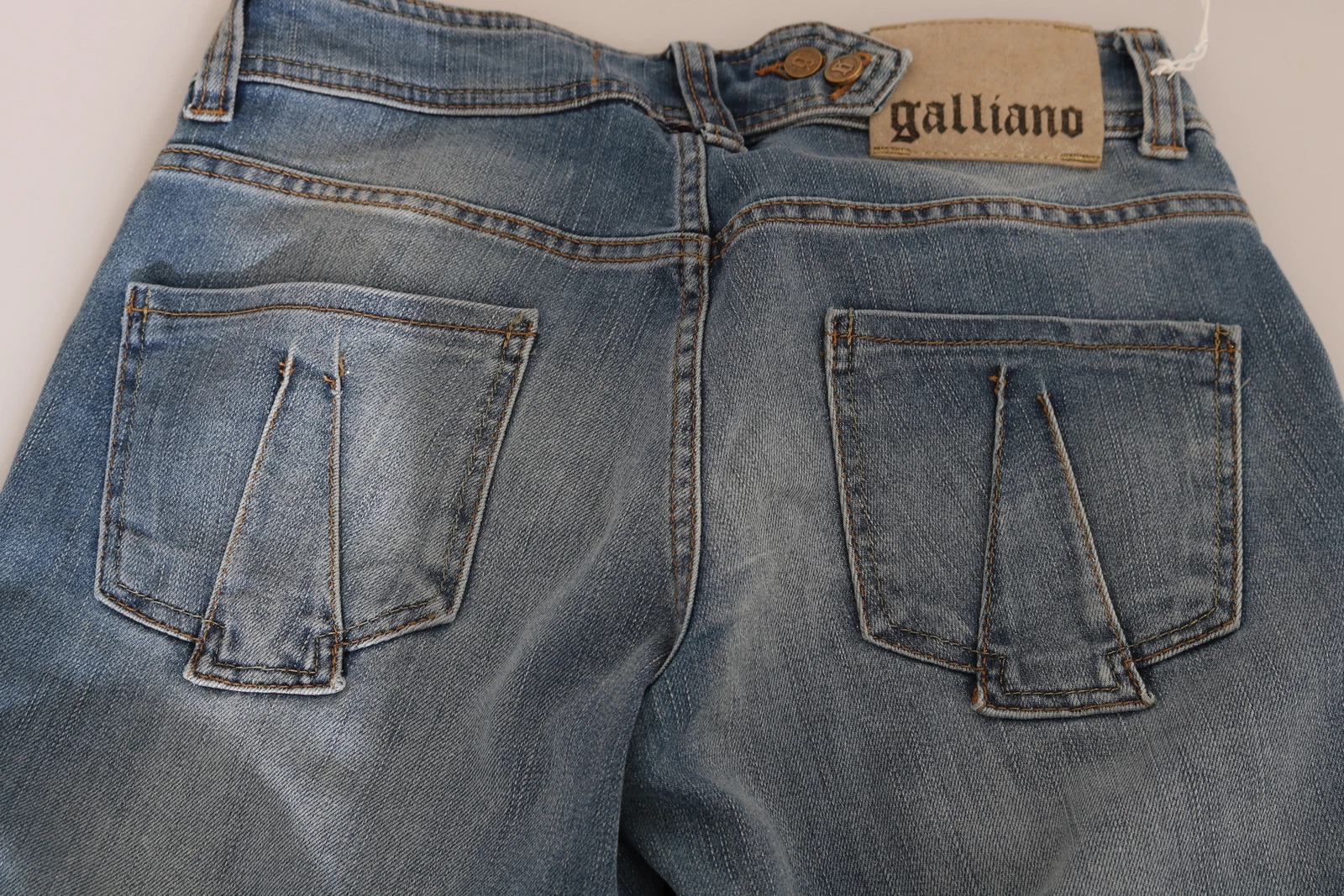 John Galliano Blue Washed Mid Waist Skinny Casual Denim Pants - Image 5