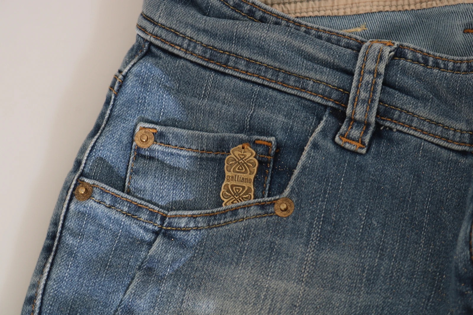 John Galliano Blue Washed Mid Waist Skinny Casual Denim Pants - Image 6