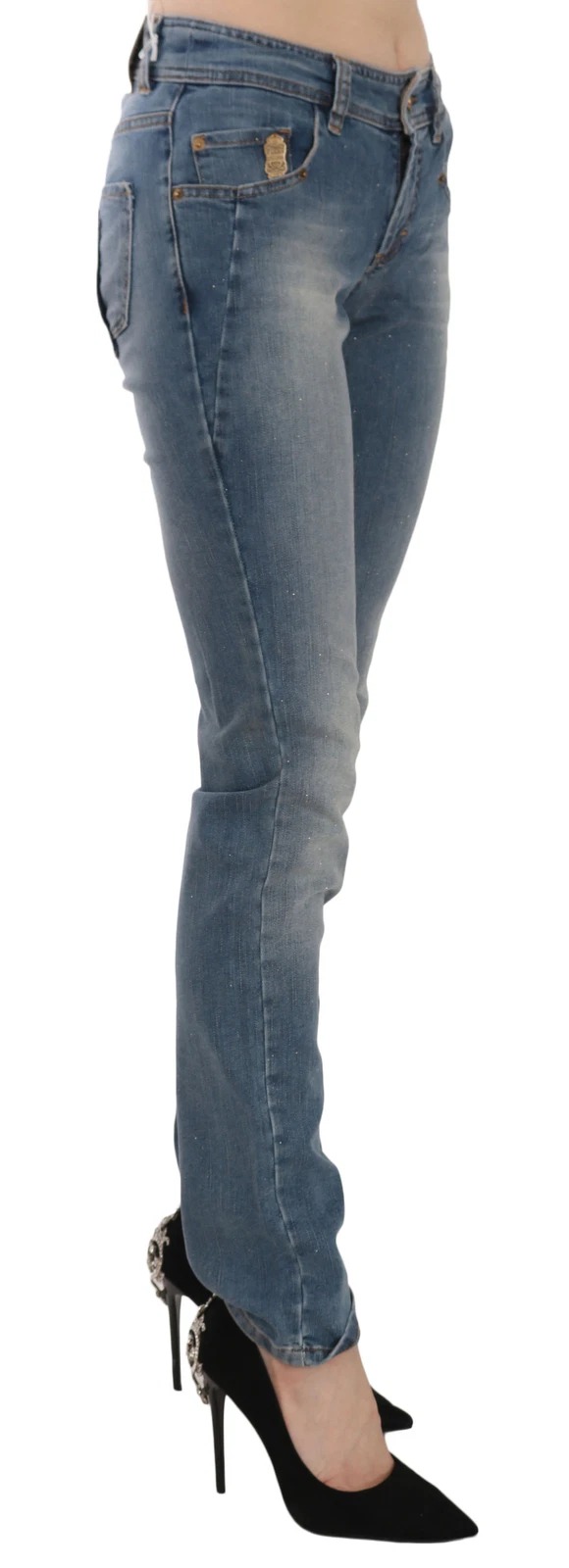 John Galliano Blue Washed Mid Waist Skinny Casual Denim Pants - Image 7
