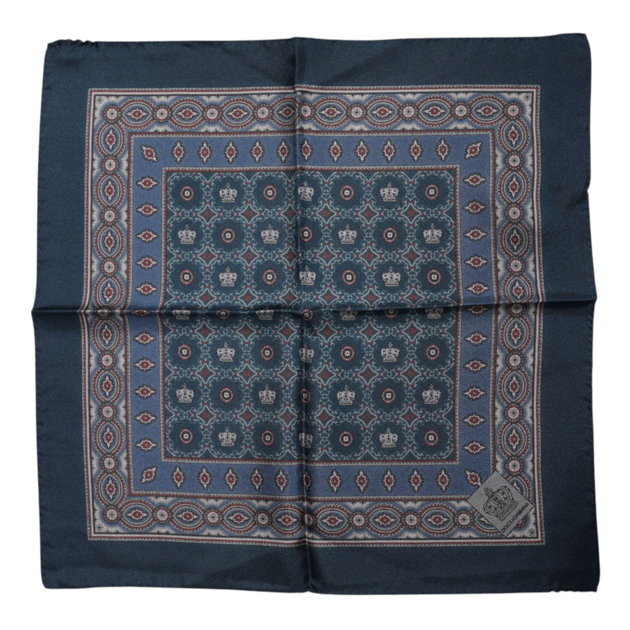 Dolce & Gabbana Blue Printed Silk Square Men Foulard Scarf - Image 3