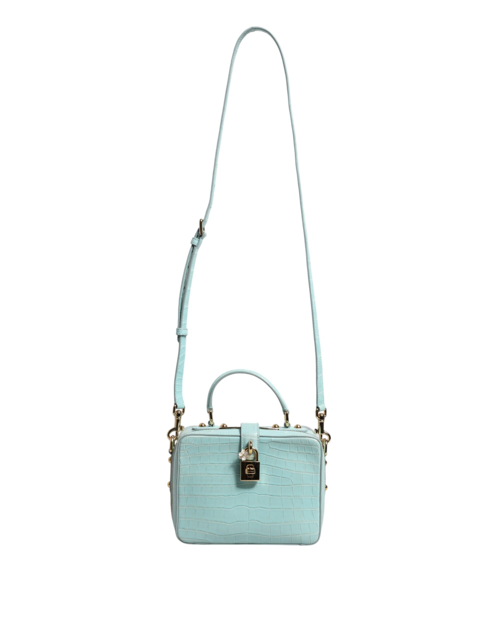 Dolce & Gabbana Mint Green Embossed Leather Padlock Shoulder Bag - Image 2
