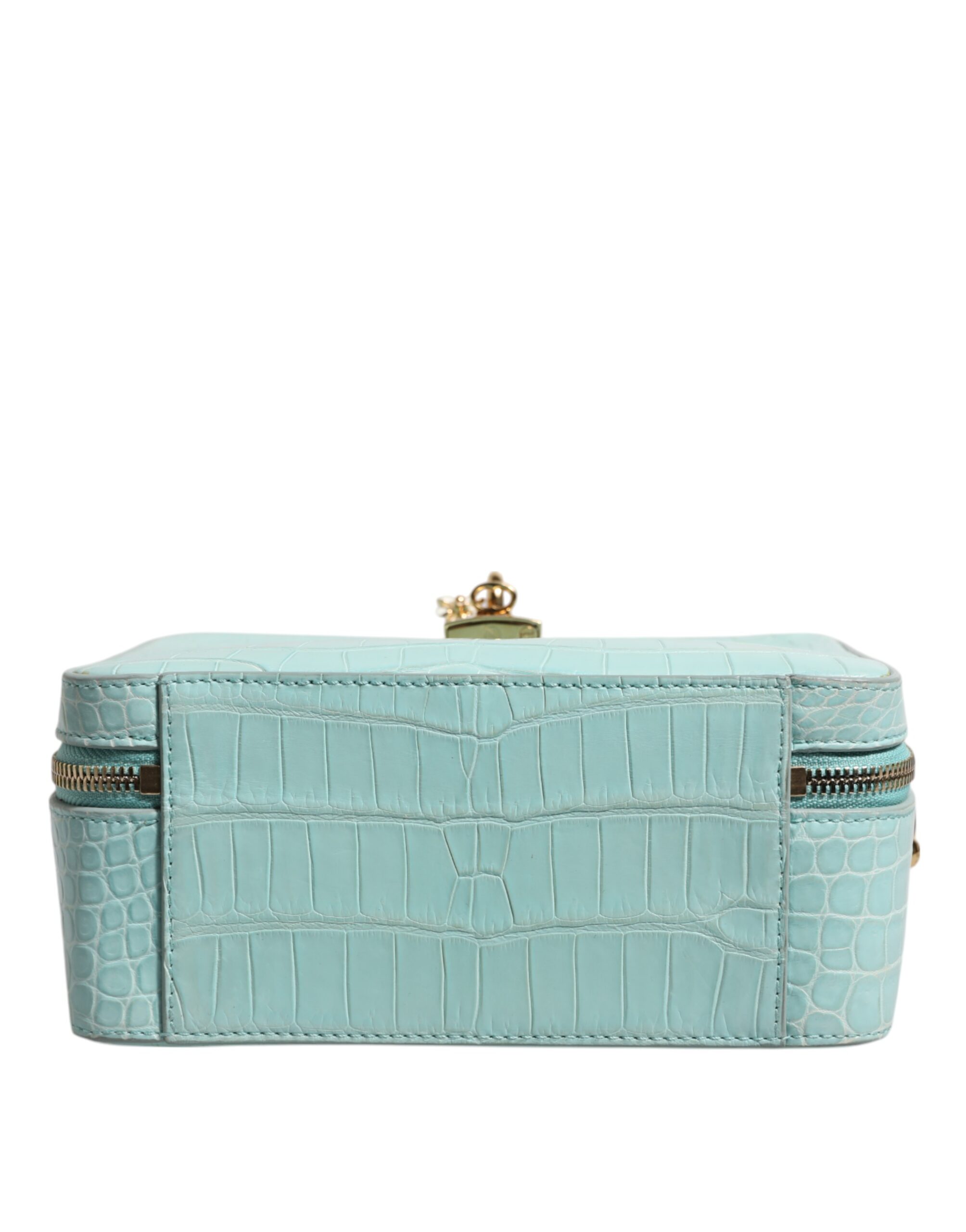 Dolce & Gabbana Mint Green Embossed Leather Padlock Shoulder Bag - Image 6