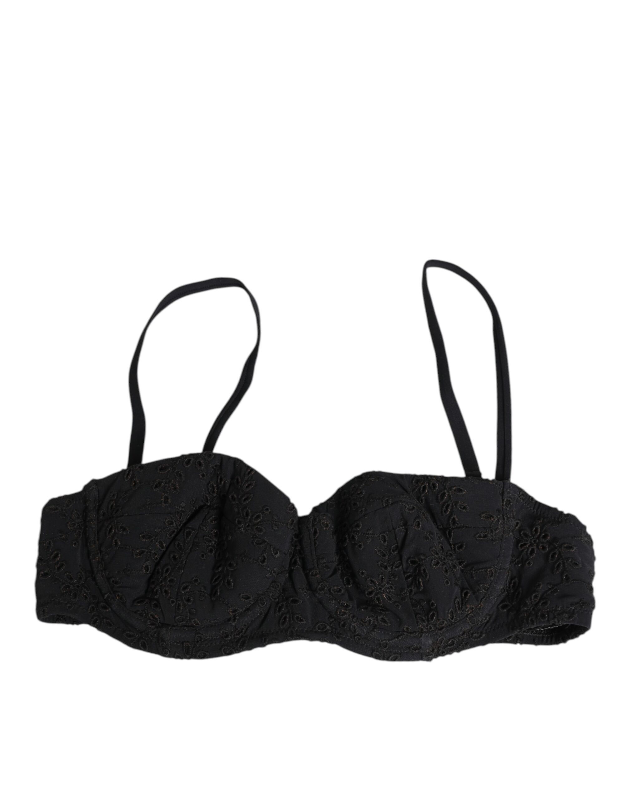 Dolce & Gabbana Black Polyester Embroidered Underwire Bra Underwear - Image 2