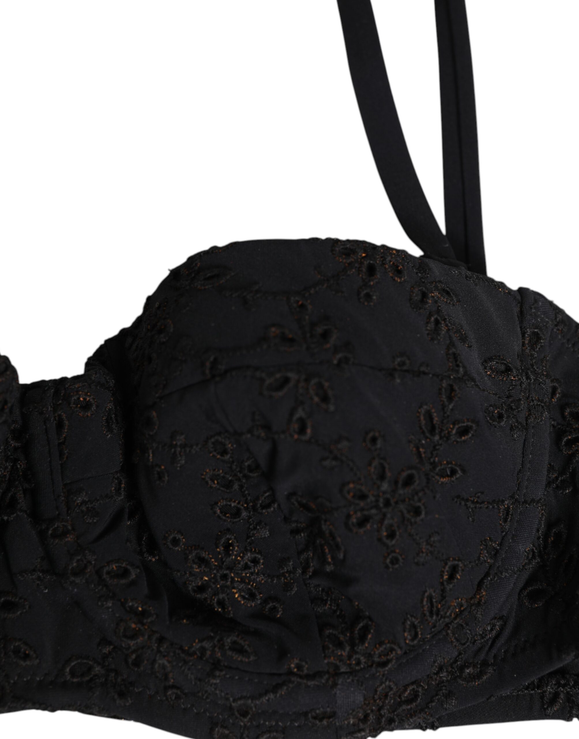 Dolce & Gabbana Black Polyester Embroidered Underwire Bra Underwear - Image 3