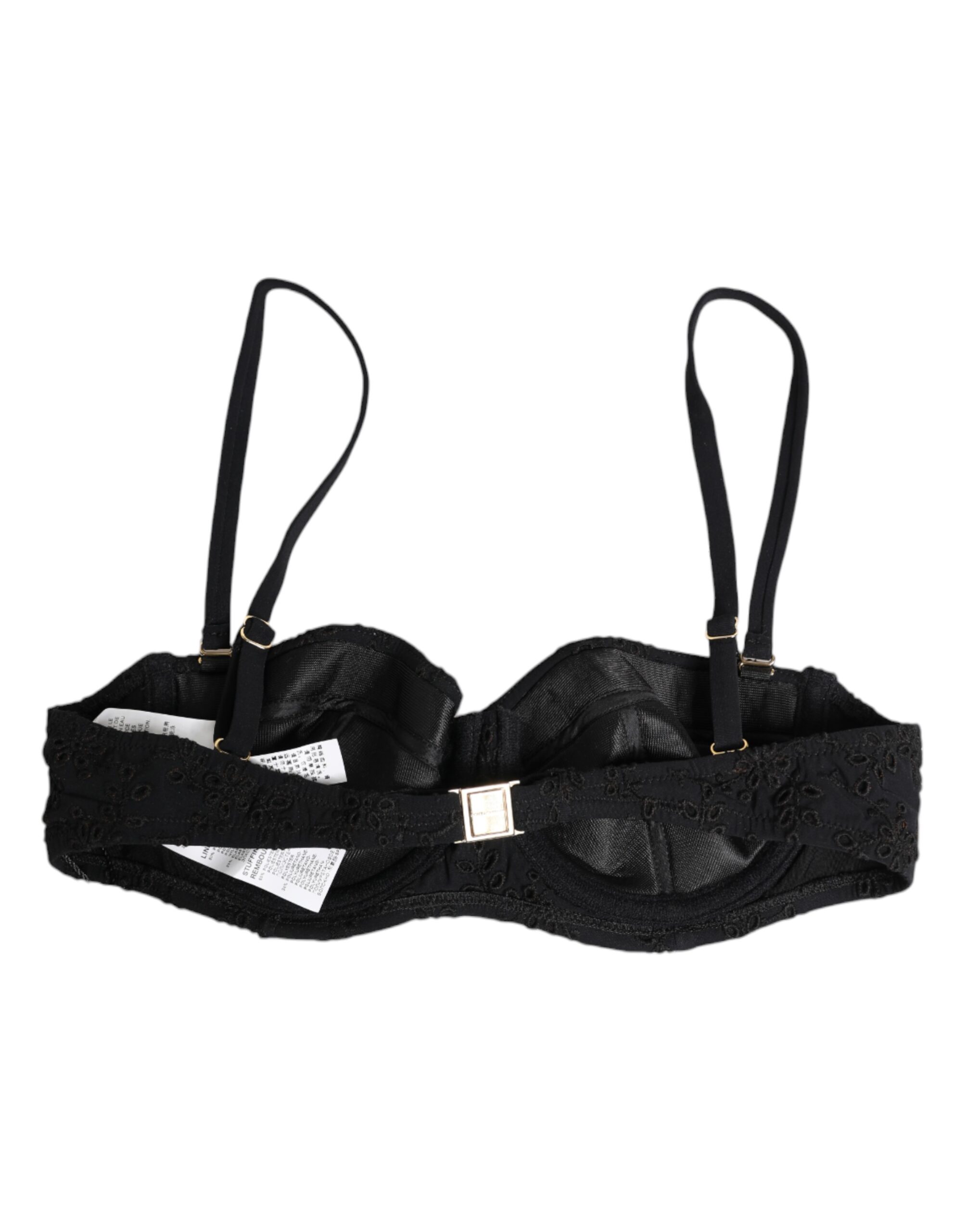 Dolce & Gabbana Black Polyester Embroidered Underwire Bra Underwear - Image 4