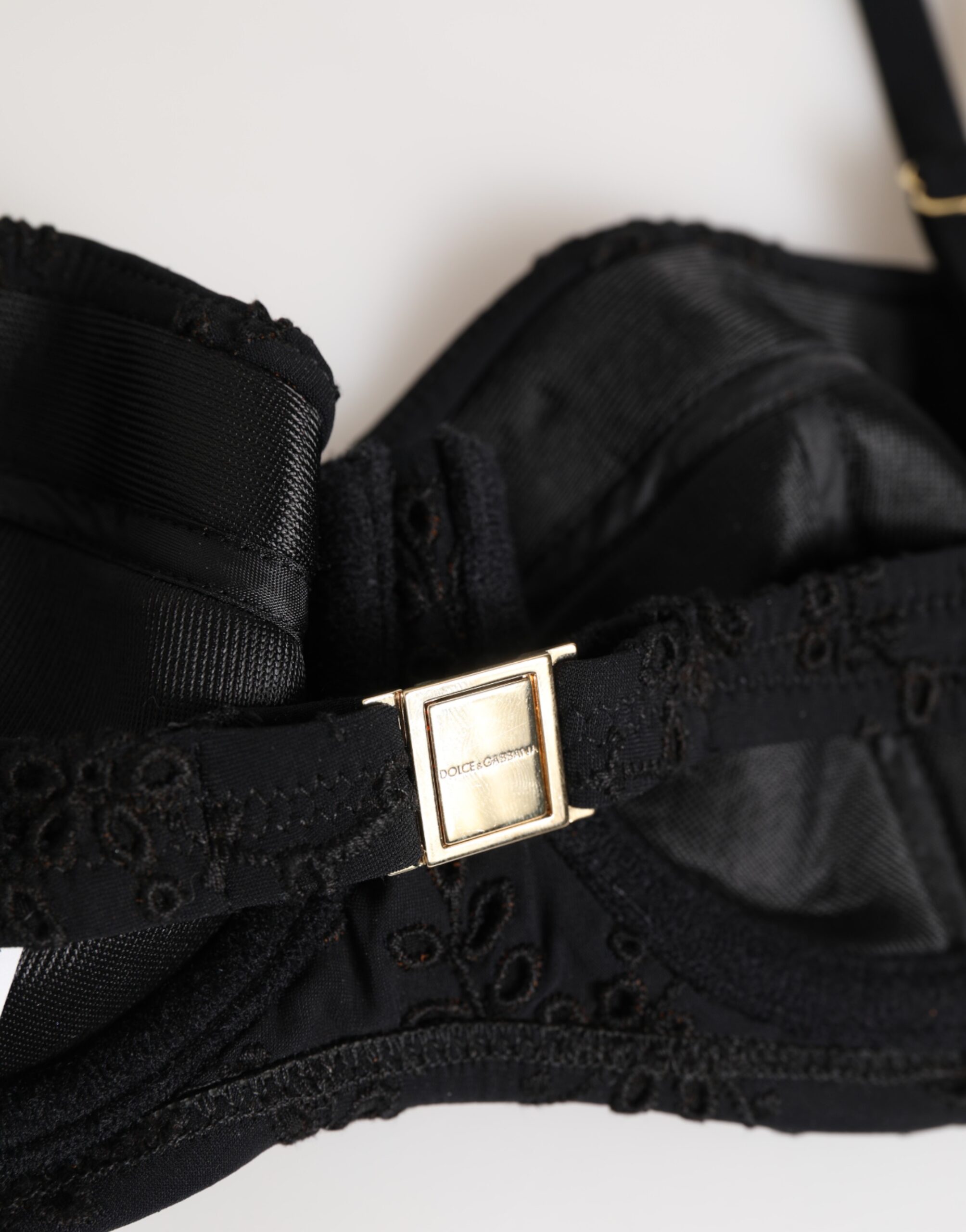 Dolce & Gabbana Black Polyester Embroidered Underwire Bra Underwear - Image 5