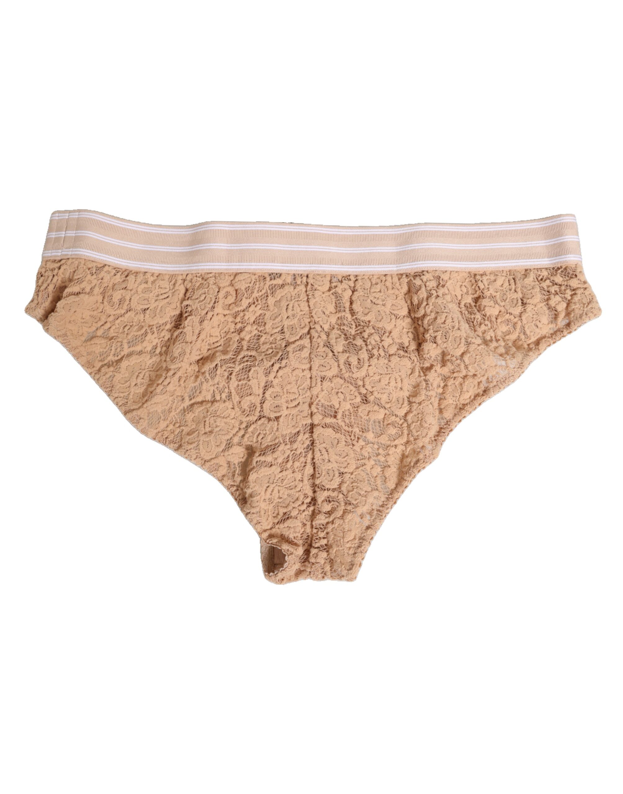 Dolce & Gabbana Beige Lace Nylon High Waist Panty Underwear - Image 4