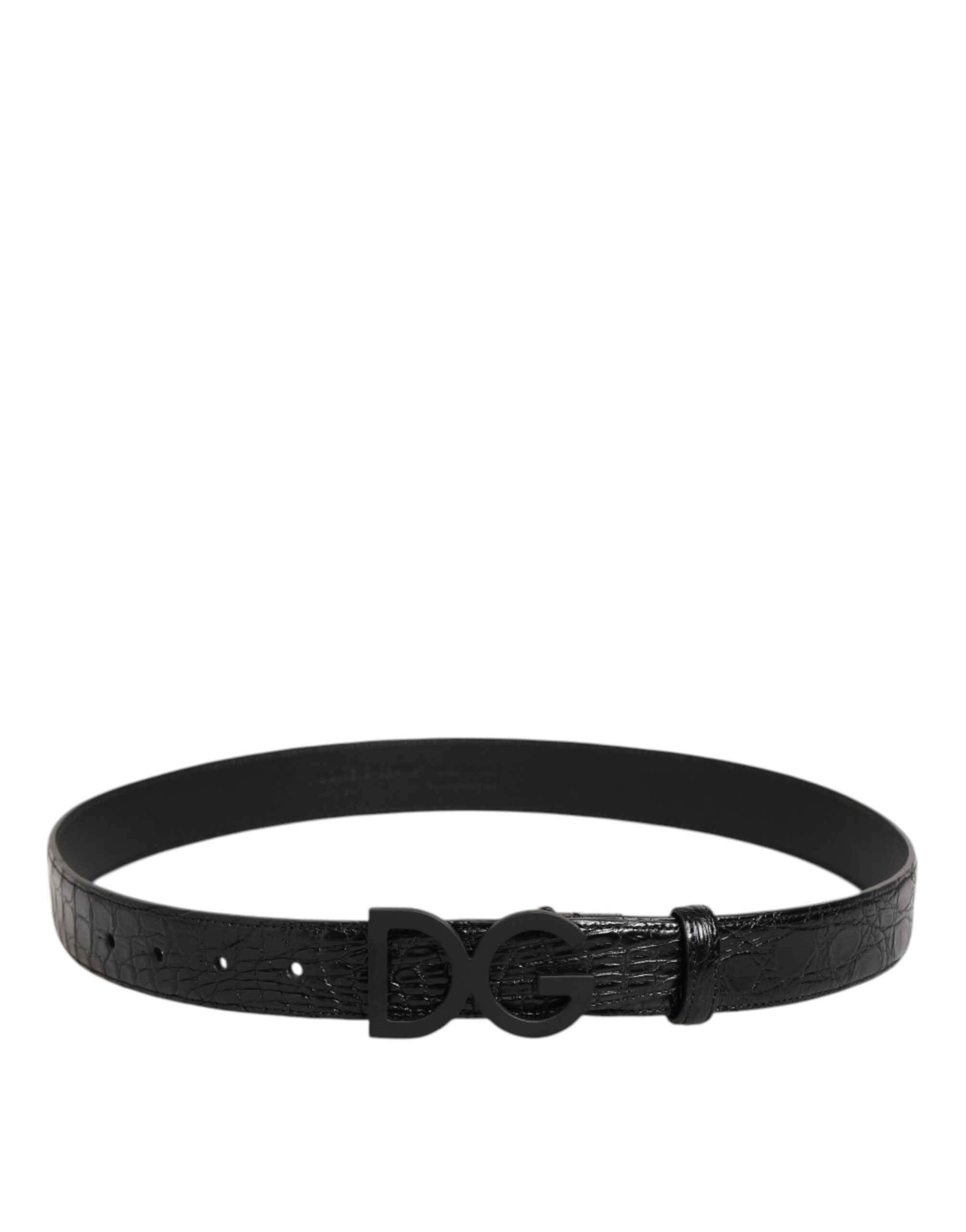 Dolce & Gabbana Black Exotic Leather Metal Logo Buckle Belt - Image 5