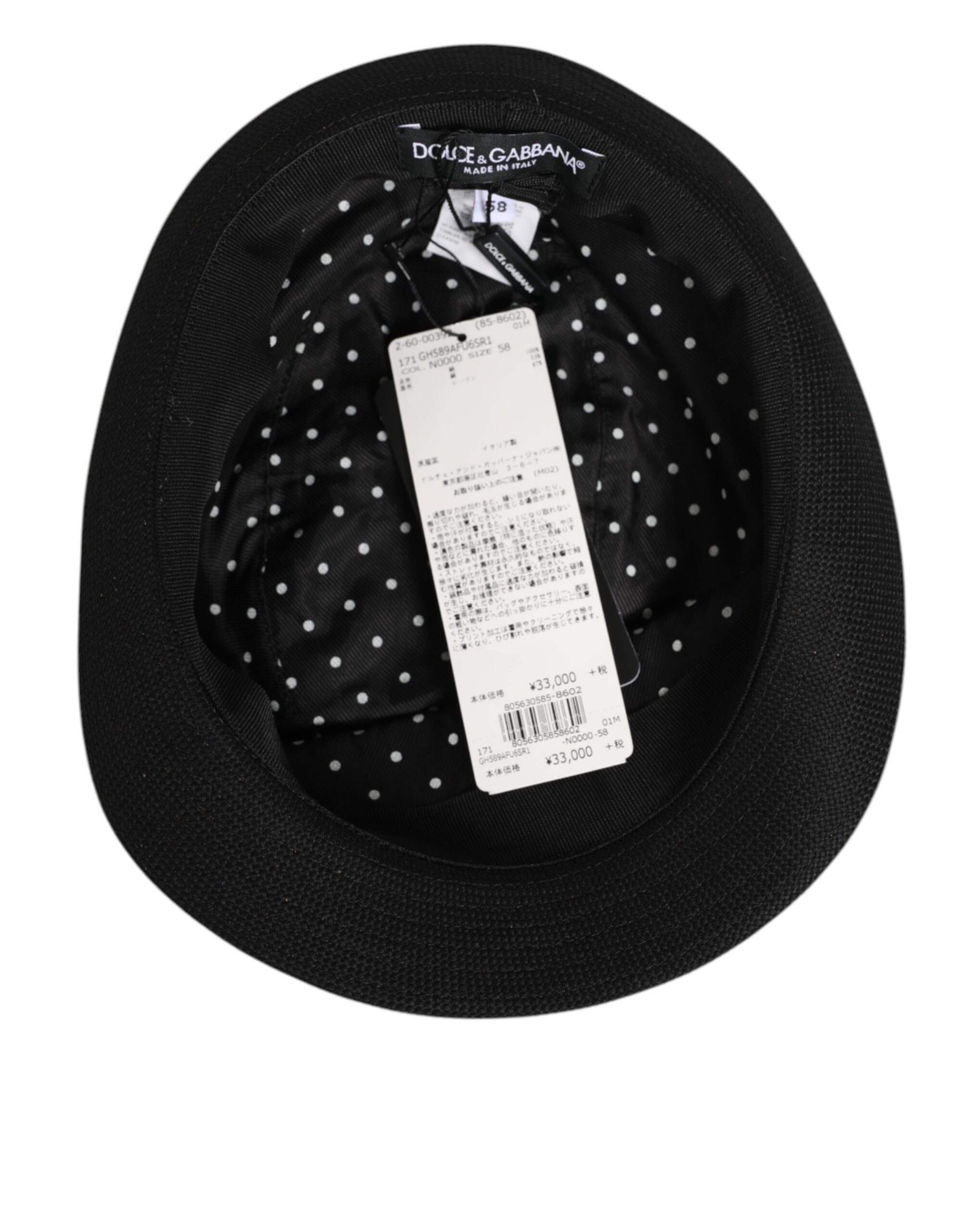 Dolce & Gabbana Black Cotton Polka Dot Lining Fedora Men Hat - Image 6