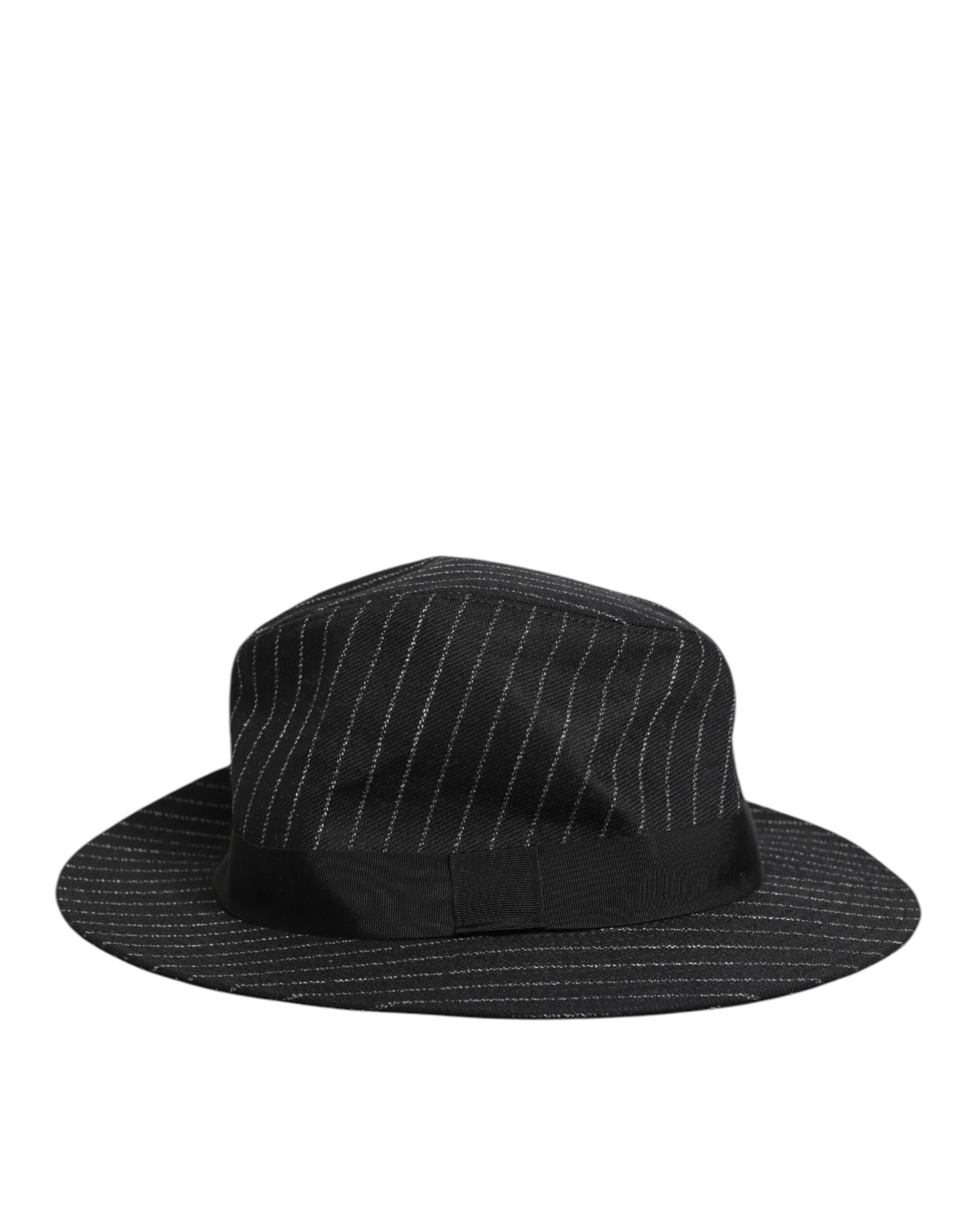 Dolce & Gabbana Black Striped Virgin Wool Men Fedora Capello Hat - Image 6