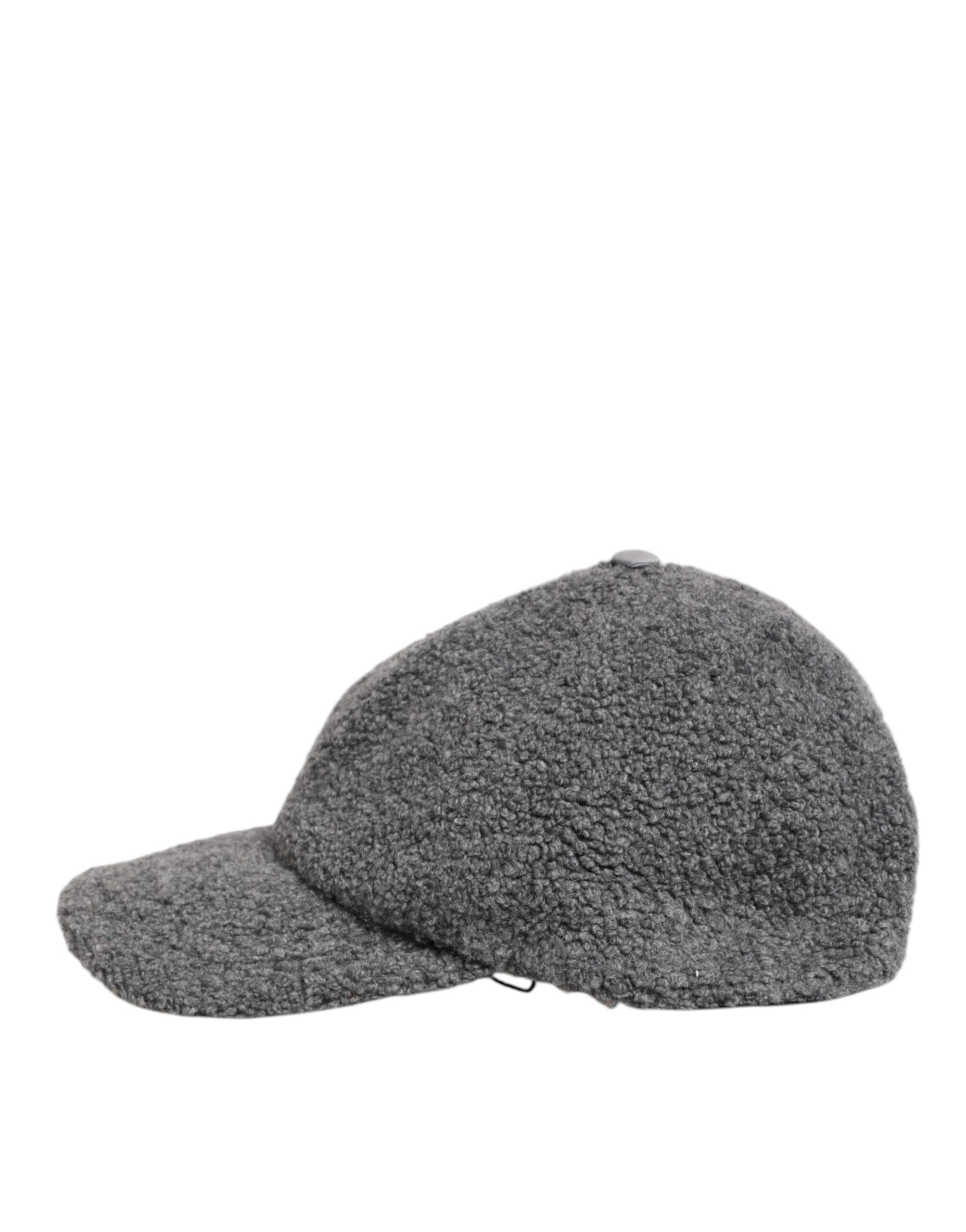 Dolce & Gabbana Gray Wool Fleece Rapper Men Baseball Capello Hat - Image 4