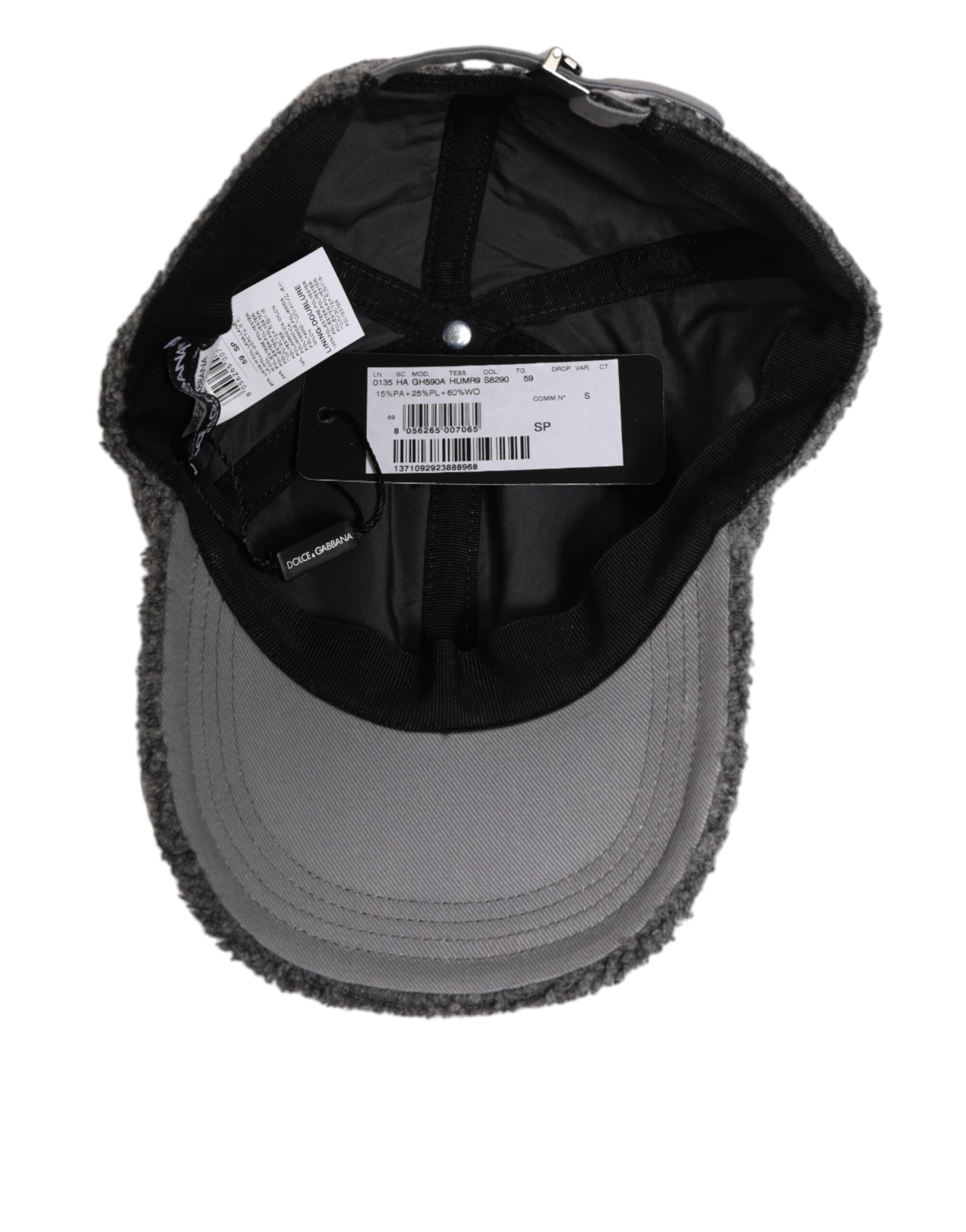 Dolce & Gabbana Gray Wool Fleece Rapper Men Baseball Capello Hat - Image 6