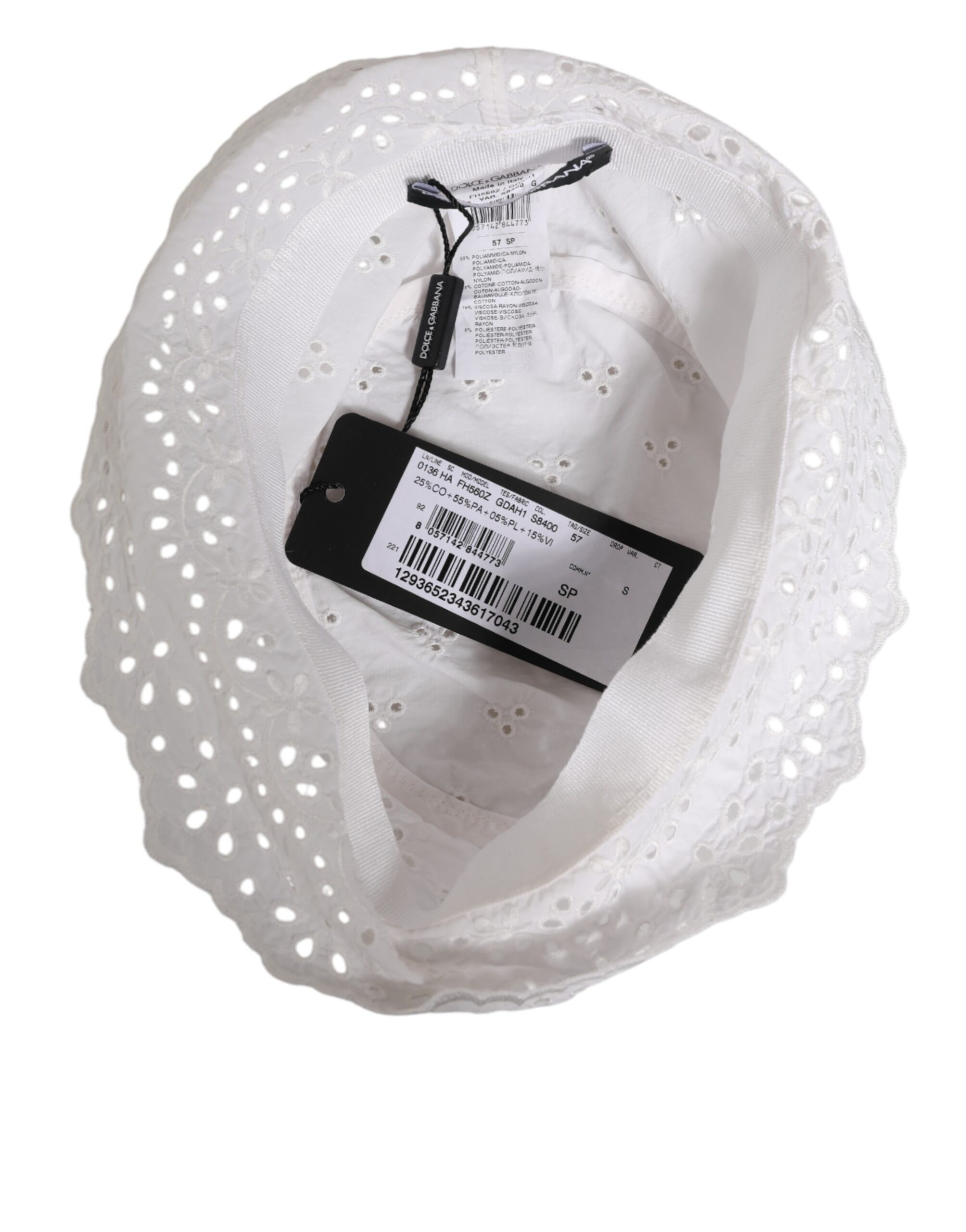 Dolce & Gabbana White Nylon Cut Out Bucket Logo Capello Hat - Image 7