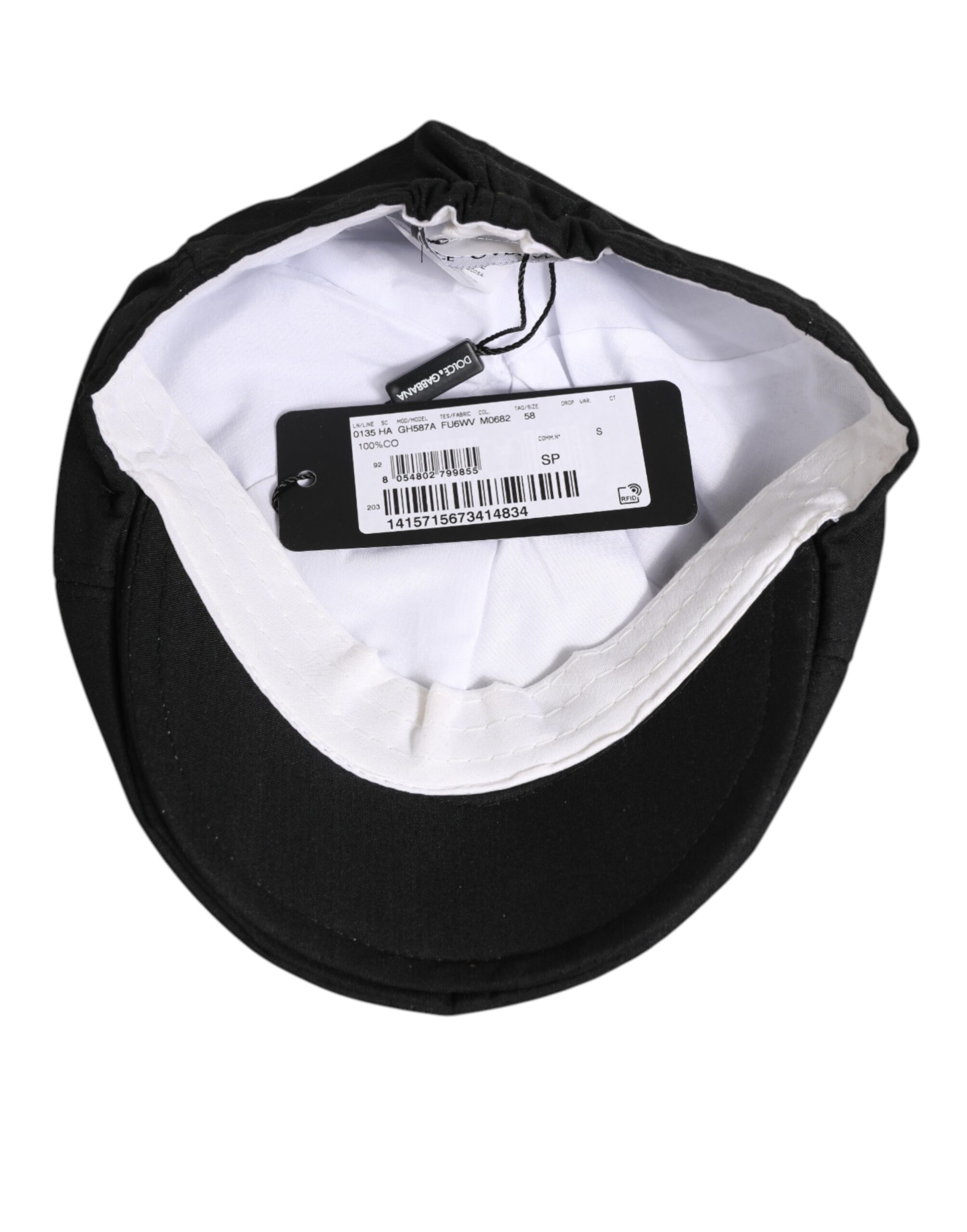 Dolce & Gabbana Black Cotton DG Logo Newsboy Cloth Capello Hat - Image 6