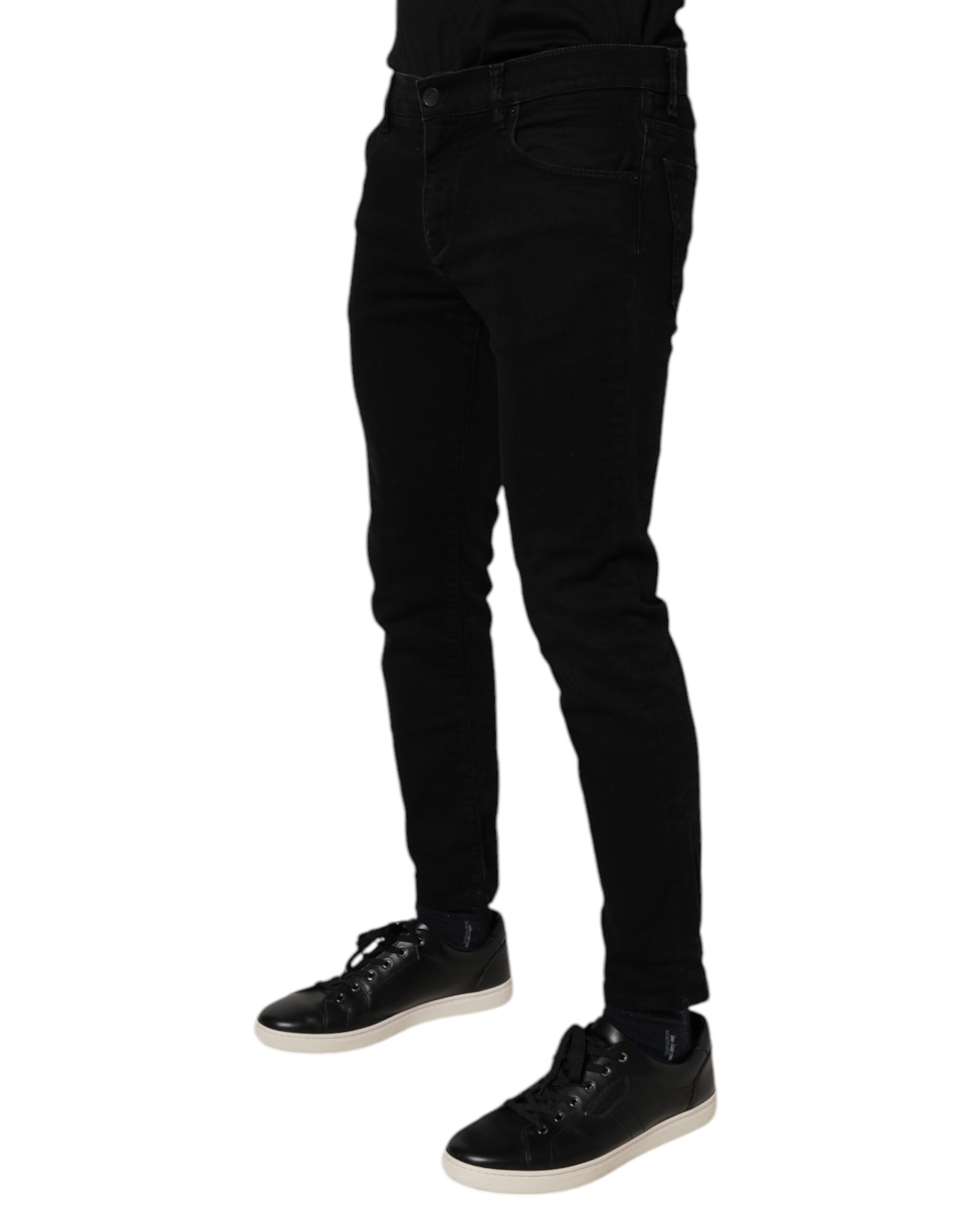 Dolce & Gabbana Black Cotton Stretch Skinny Men Denim Jeans - Image 3
