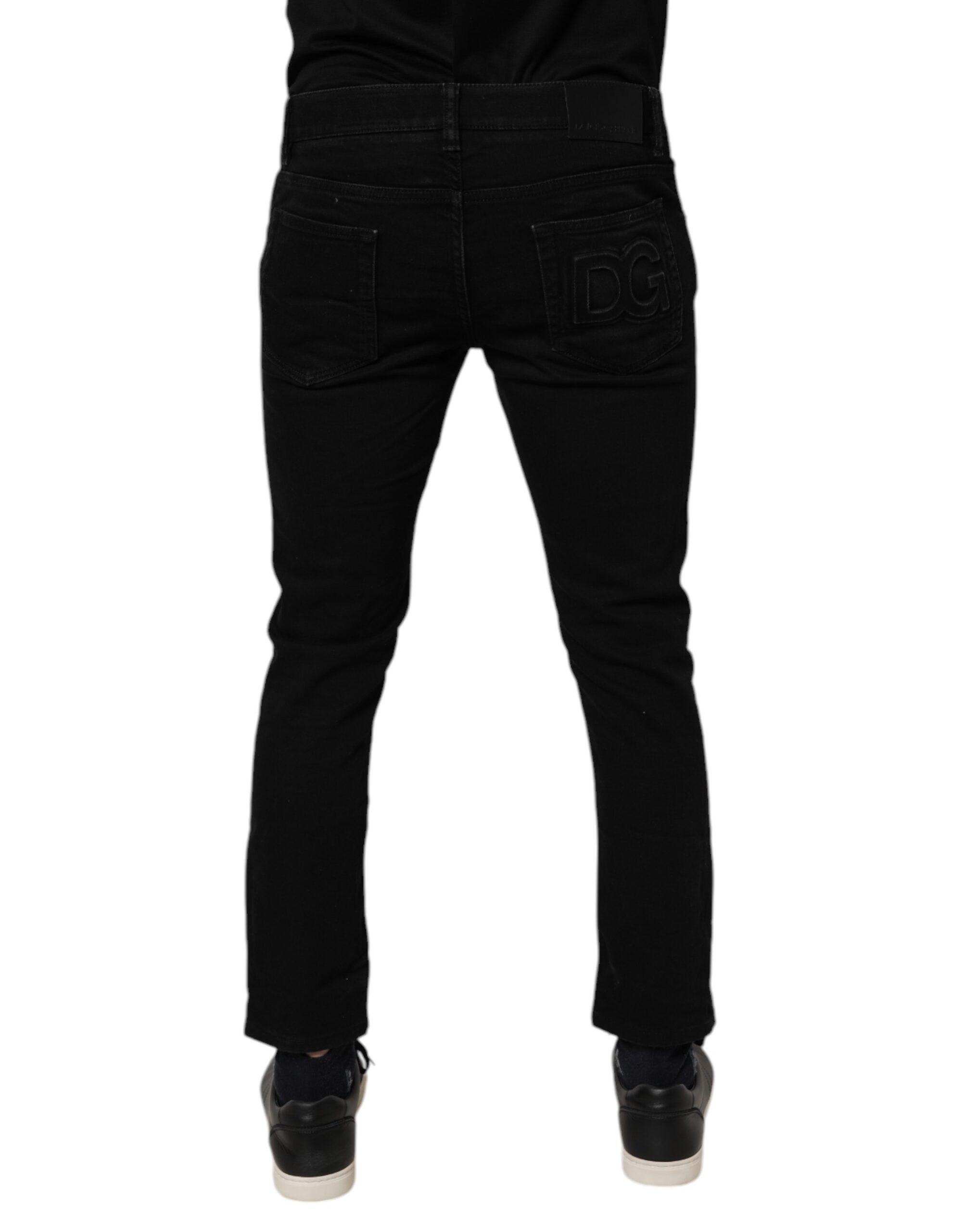 Dolce & Gabbana Black Cotton Stretch Skinny Men Denim Jeans - Image 4