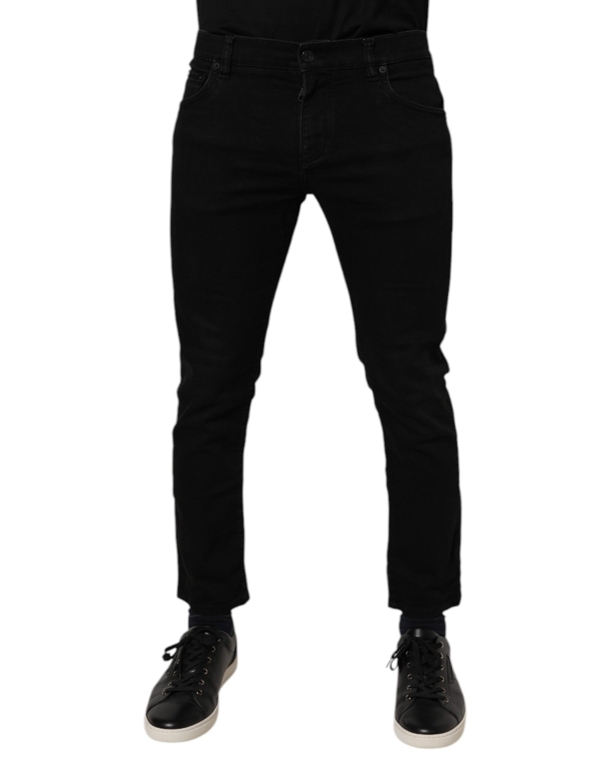 Dolce & Gabbana Black Cotton Stretch Skinny Men Denim Jeans - Image 2